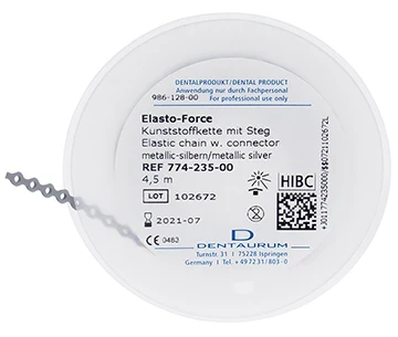 Elasto-Force Kunststoffkette mit Steg, metallic-silbern, 4.5 m