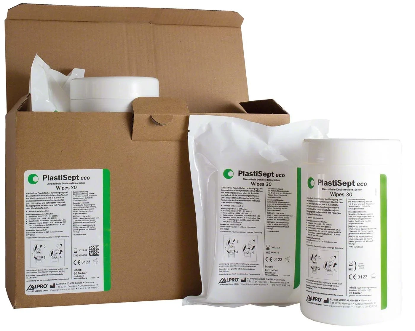 PlastiSept eco Wipes 30 StarterSet 2 Spenderboxen leer, 2 x 60 Tücher