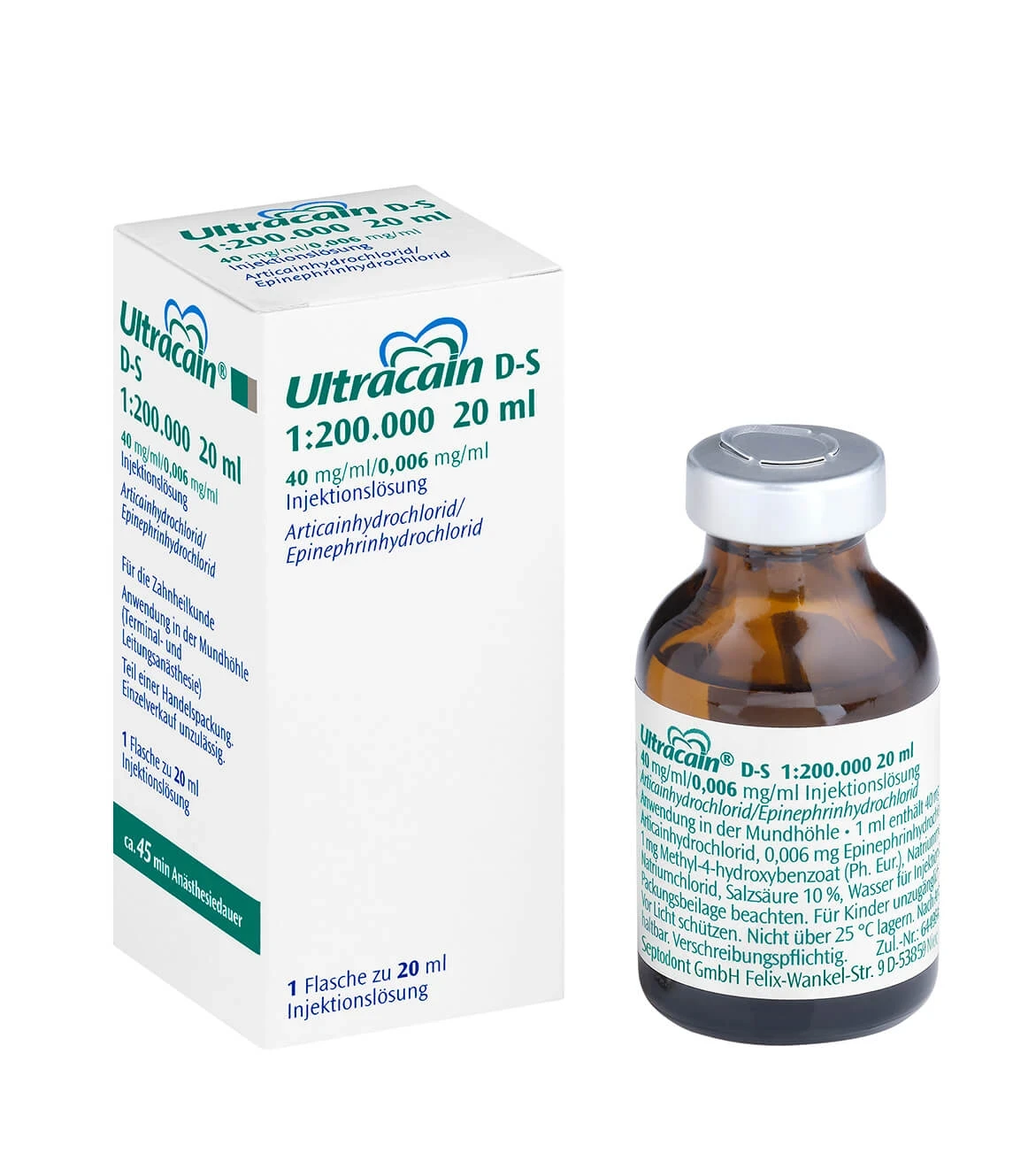 Ultracain D-S 1:200.000, Lokalanästhetikum, grün, 10 Mehrfachentnahmeflaschen à 20 ml