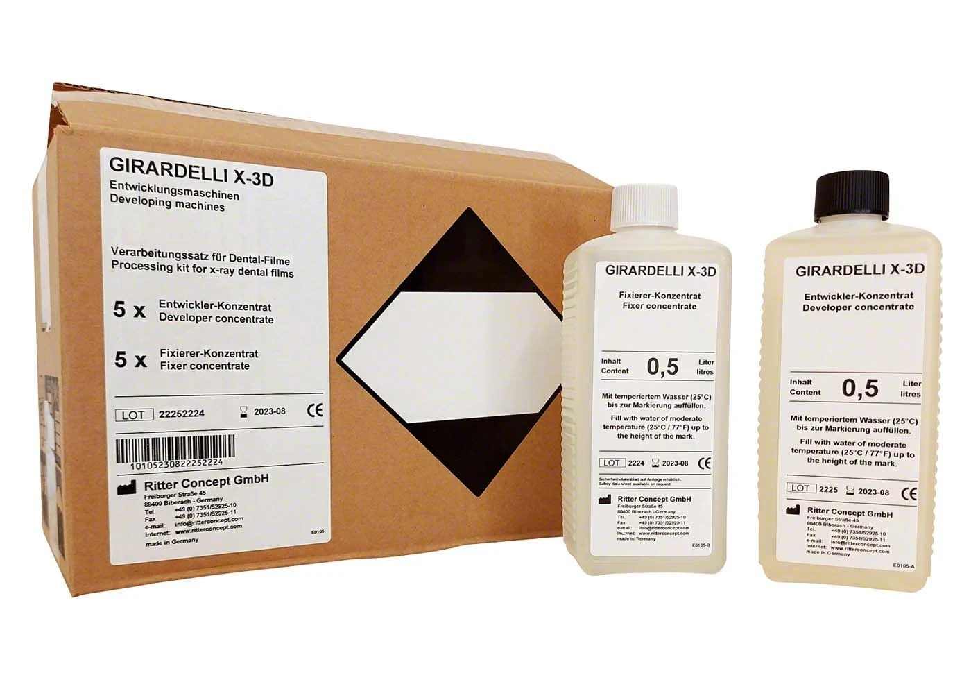 GIRARDELLI Entwickler Karton 5 x 500 ml Entwickler, 5 x 500 ml Fixierer für X-3D