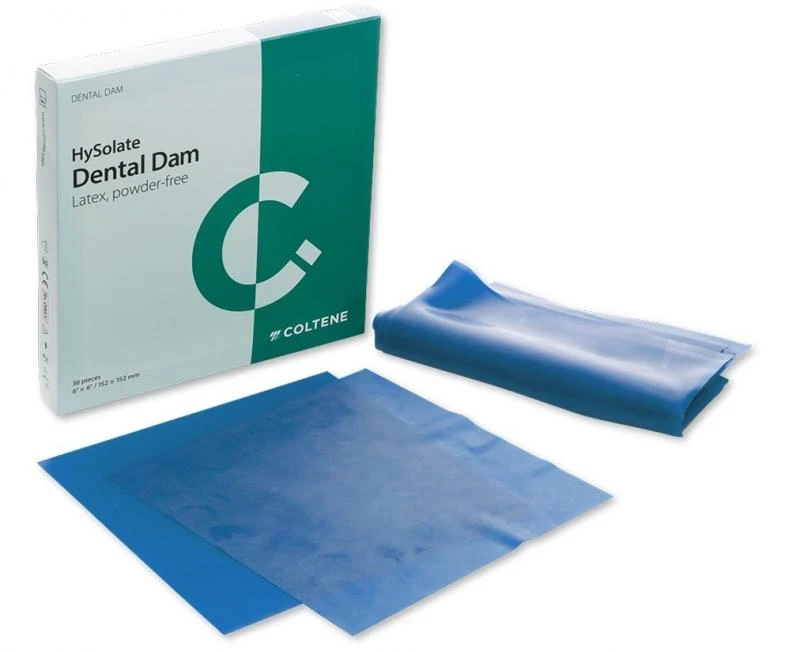 HySolate Latex Dental Dam, blau, Format 152 x 152 mm Stark, Packung 36 Blatt