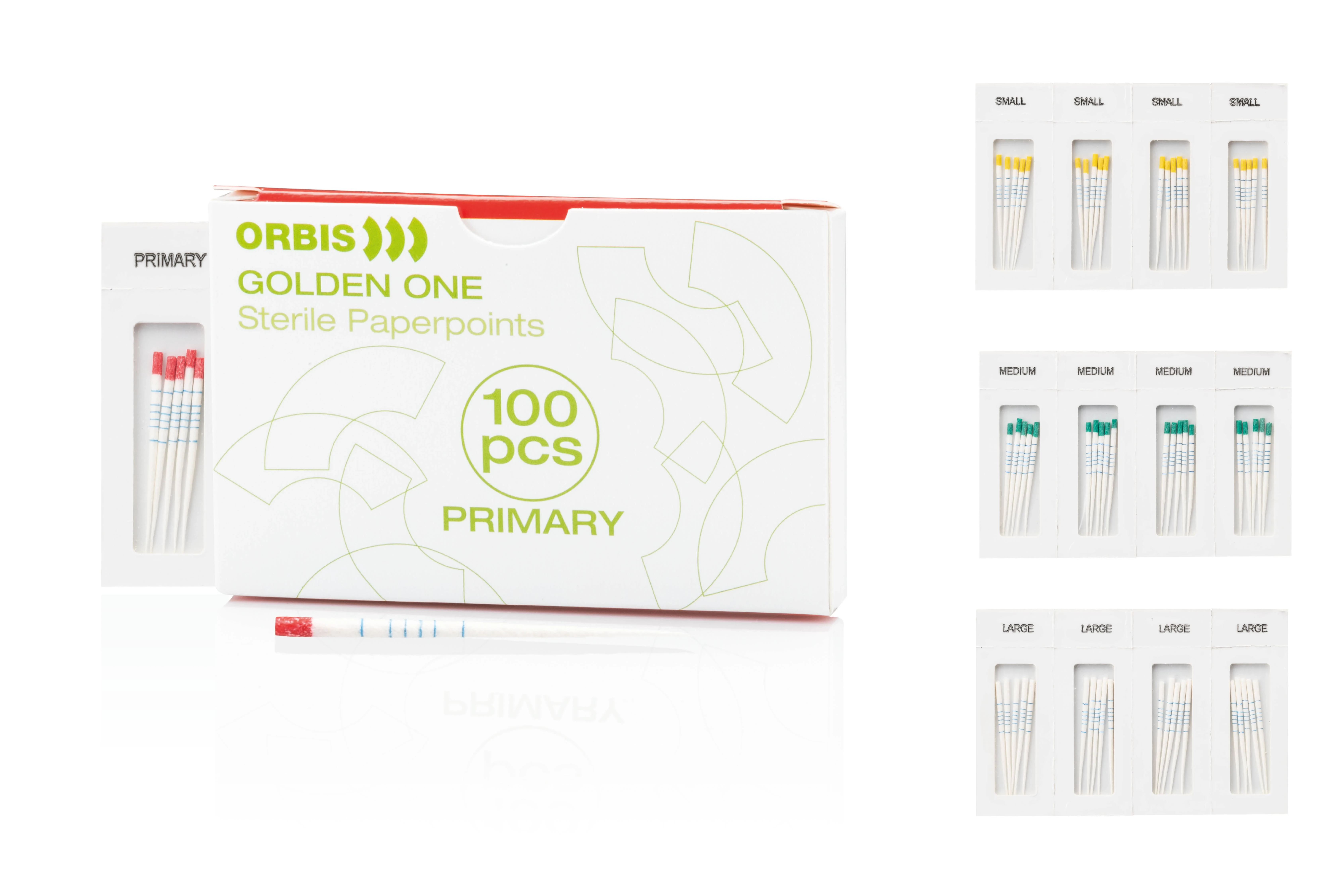 Orbis Golden ONE Papierspitzen Steril Large Weiss 20x5 ST.