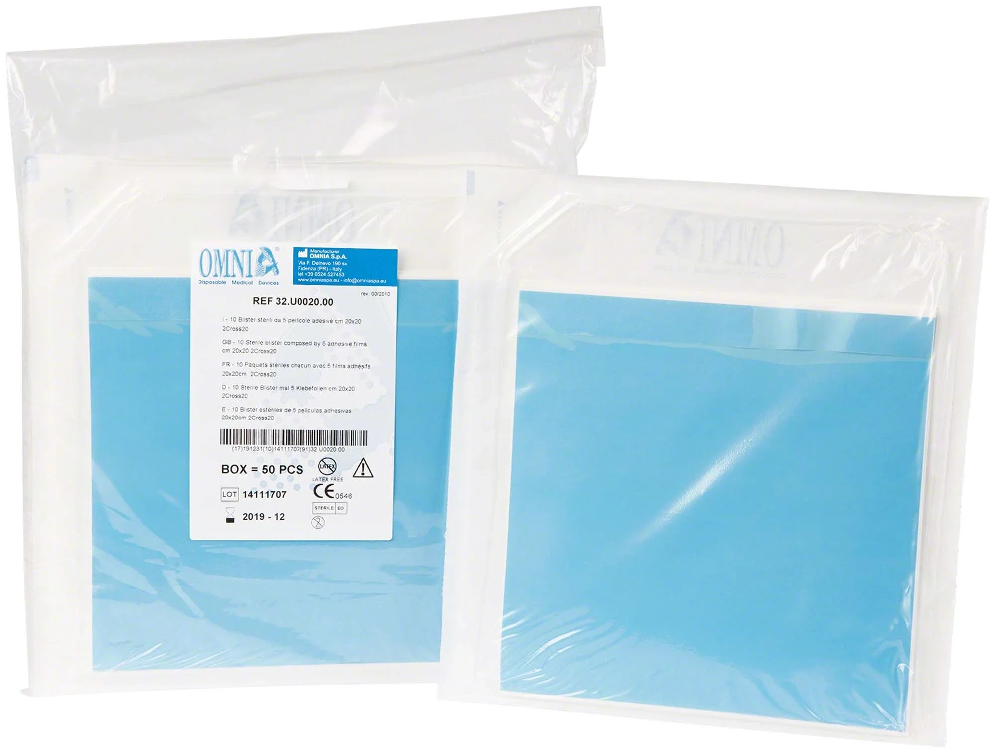 Klebefolie, steril, 20 x 20 cm, 10 Packungen à 5 Stück