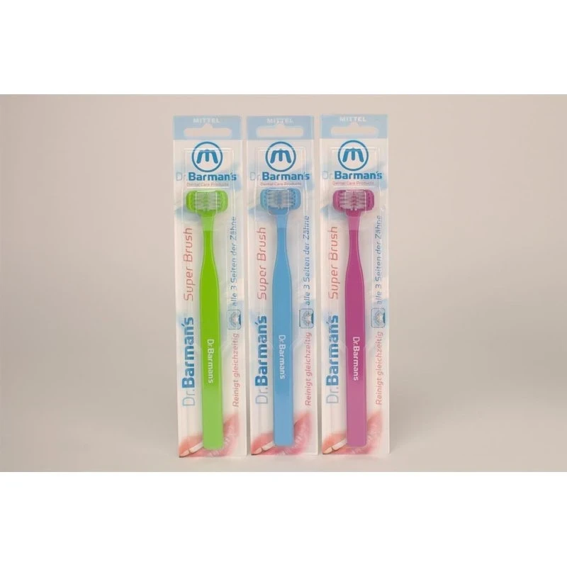 Dr. Barmans Superbrush Dreikopf-Zahnbürste Mittel, für Jugendliche, Packung 12 Stück