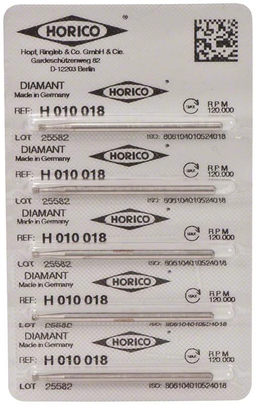 Horico Diamant-Schleifinstrumente Fig. H 010 | Diamant 010 018 Normalkorn H, Packung 5 Stück
