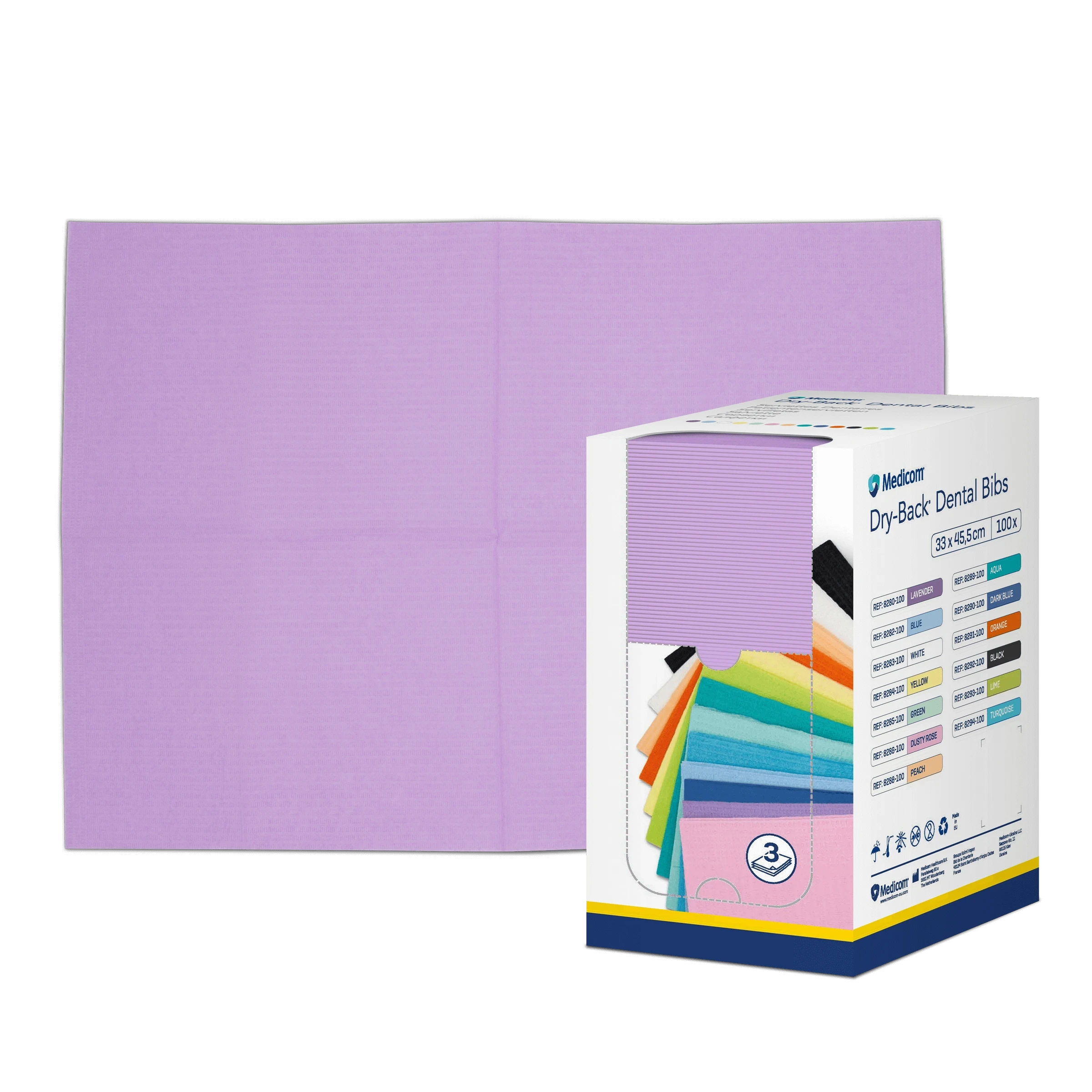 Medicom Dry-Back, Patientenservietten, 33 x 45,5 cm, lavendel, Spenderbox à 100 Stück
