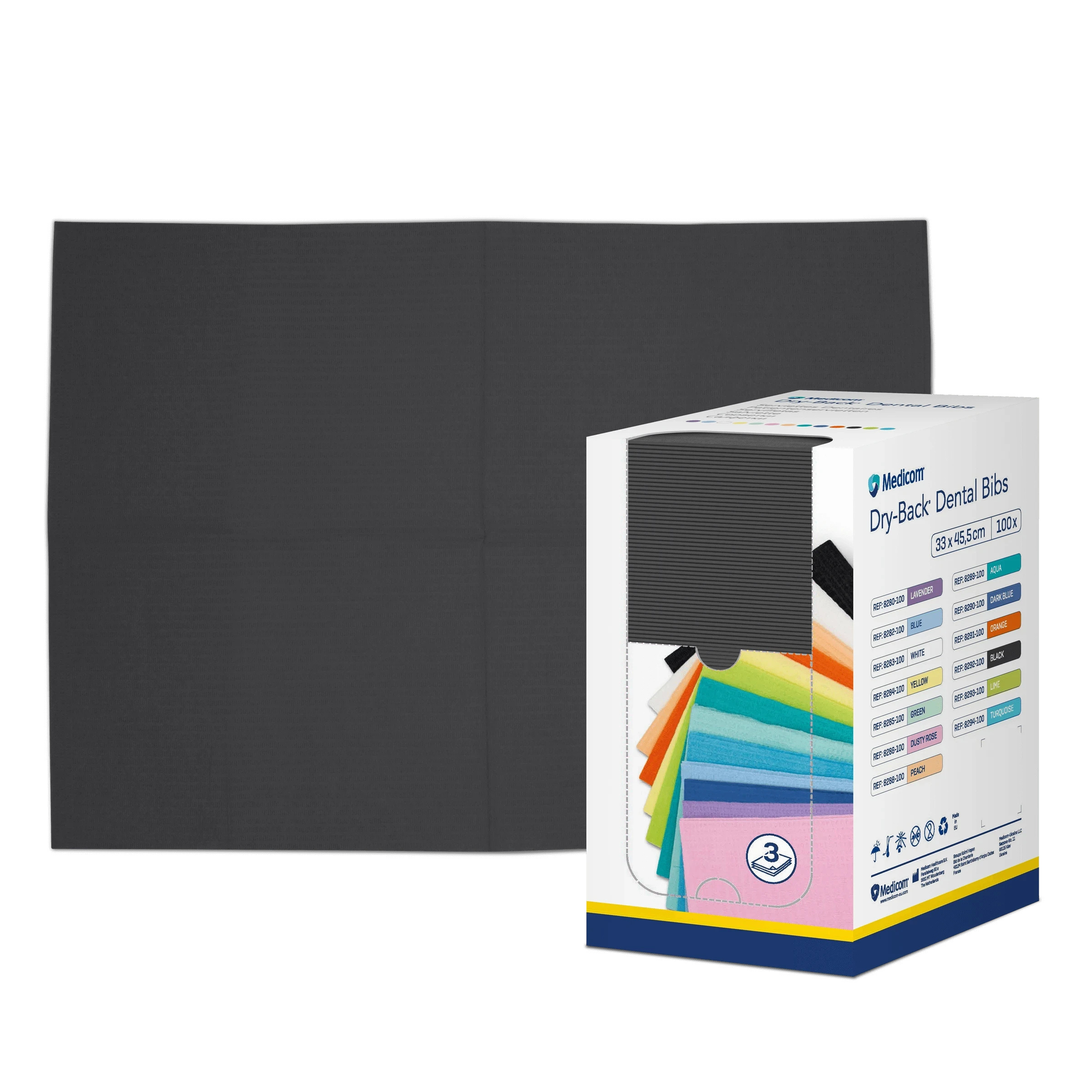 Medicom Dry-Back, Patientenservietten, 33 x 45,5 cm, schwarz, Spenderbox à 100 Stück