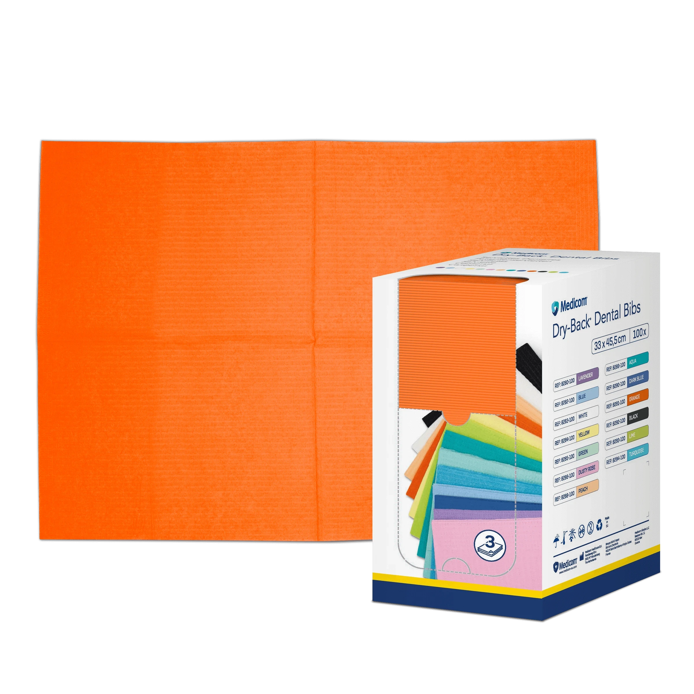 Medicom Dry-Back, Patientenservietten, 33 x 45,5 cm, orange, Spenderbox à 100 Stück