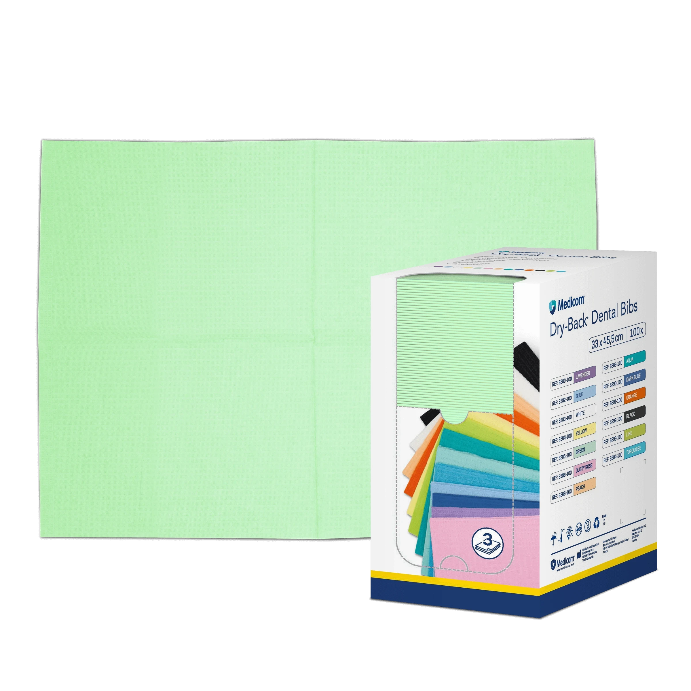 Medicom Dry-Back, Patientenservietten, 33 x 45,5 cm, grün, Spenderbox à 100 Stück