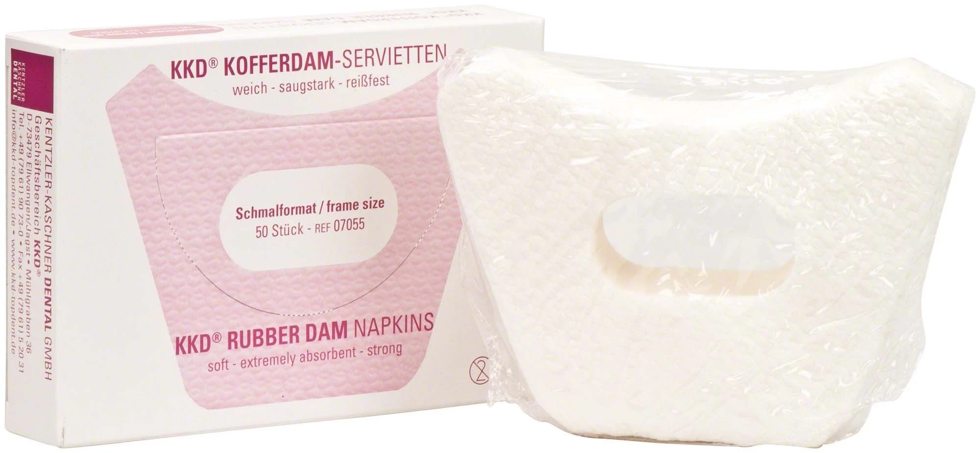 Kofferdam Serviette, Schmalformat, klein, Packung á 50 Stück