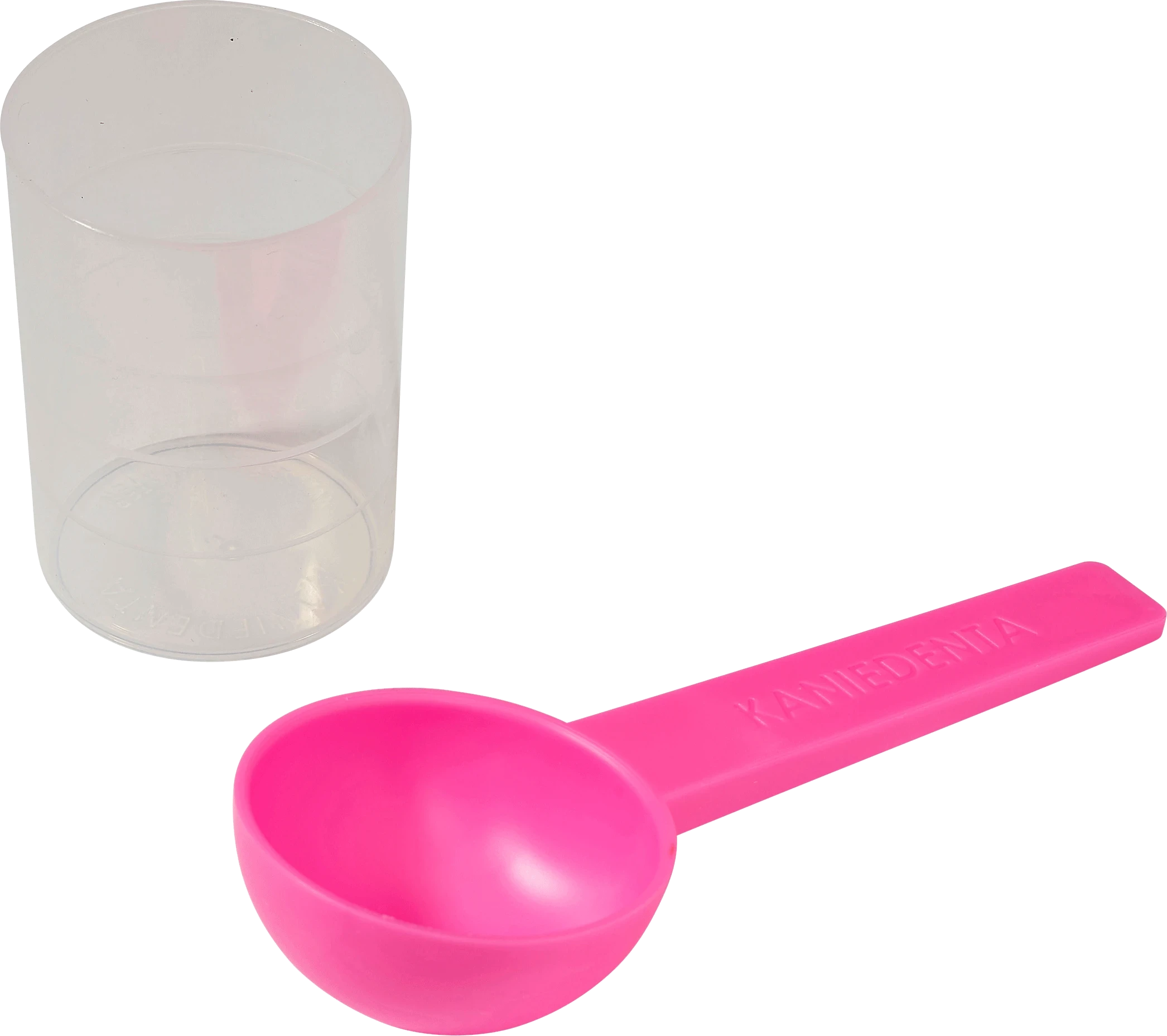 Dosierbesteck PINK, für PinkStar 5, 1 x Wasserbecher mit Dosierskala, 1 x Dosierlöffel für Alginatpulver