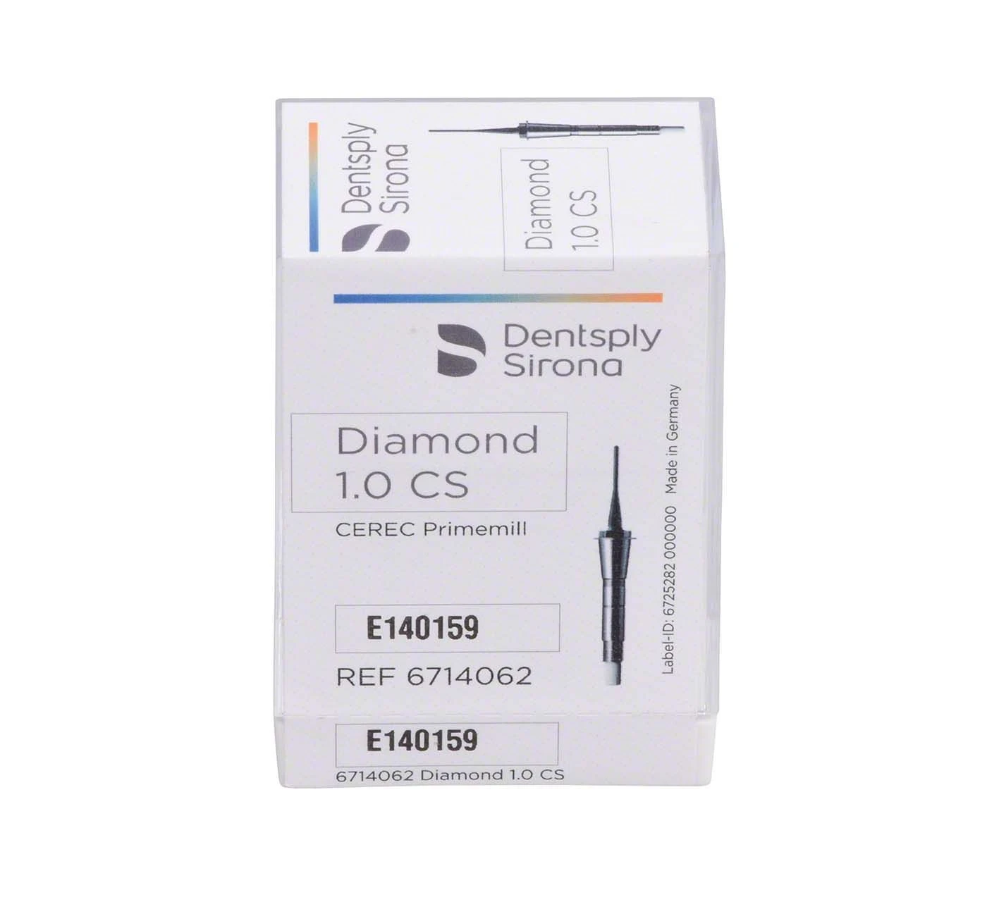 Diamond CS, Fräser für Cerec Primemill, ⌀ 1,0 mm, extra-fein, Packung à 6 Stück