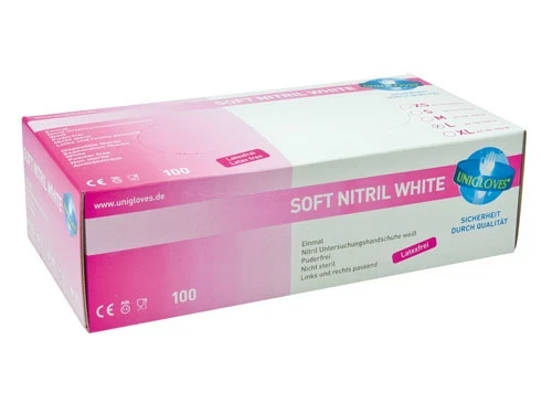 Soft Nitril White Premium, Einmalhandschuhe, puderfrei, Größe S, Packung à 100 Stück