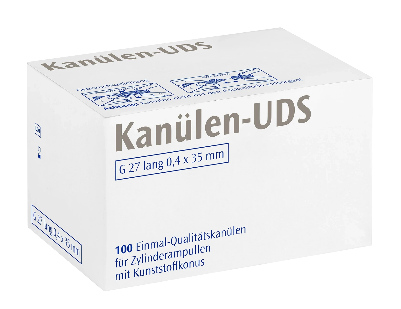 UDS-Kanüle G27, lang 0,4 x 35 mm, Packung à 100 Stück