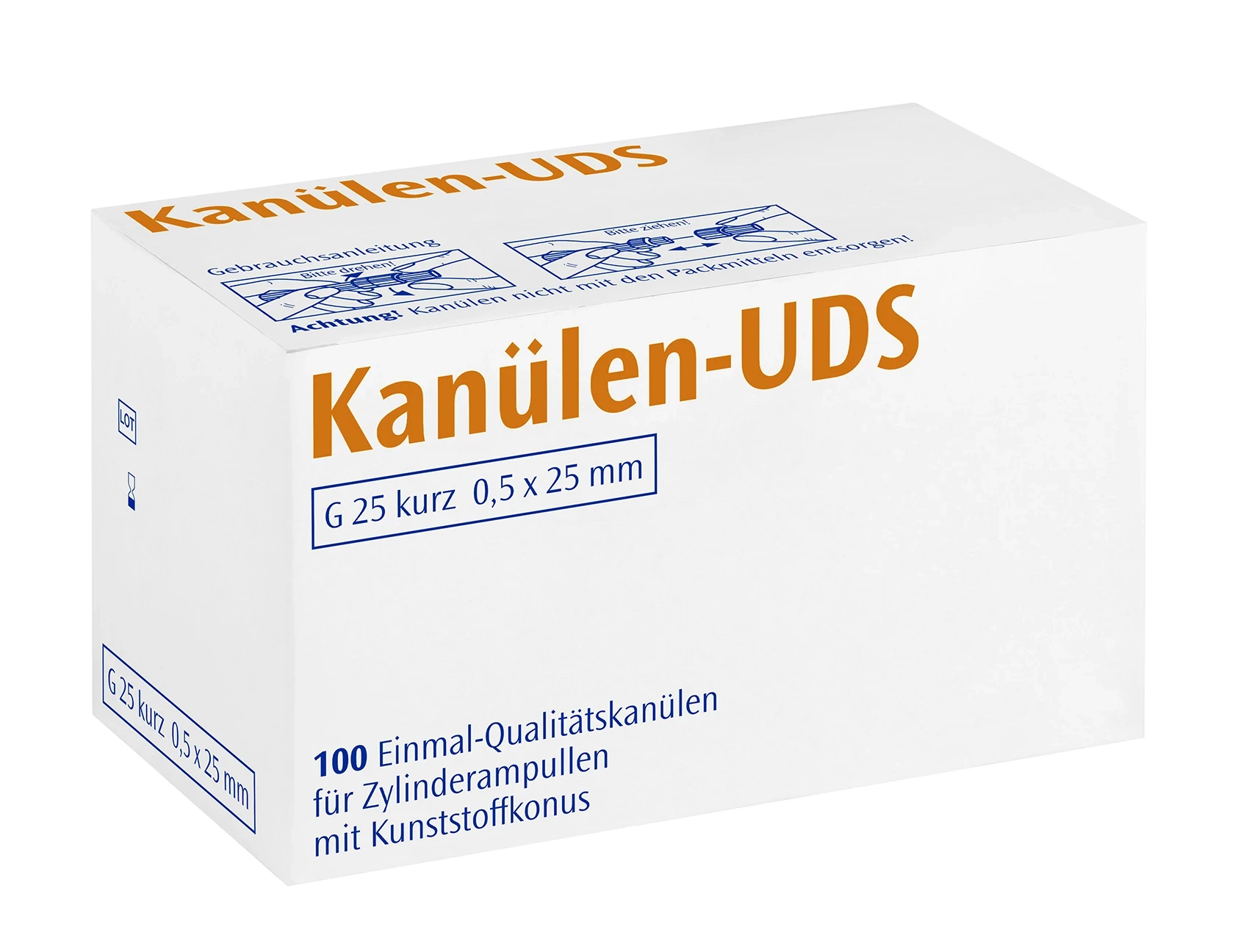 UDS-Kanüle G25, kurz 0,5 x 25 mm, Packung à 100 Stück