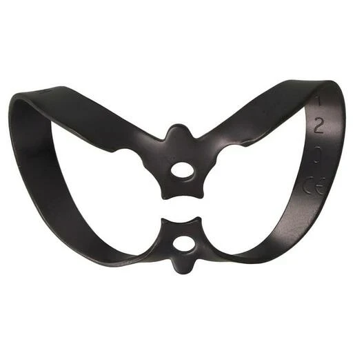 Kofferdam-Klammer, Black Line - Frontzähne Figur 9, versetzt flacher Kiefer und steifer Bogen für obere und untere
