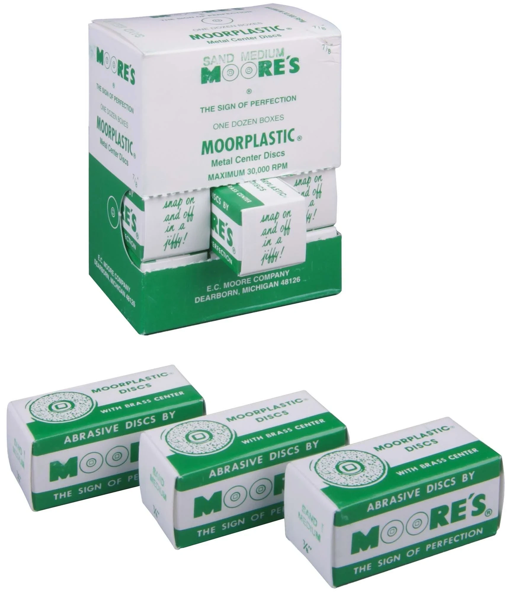 MOOREPLASTIC Snap-on-off Scheiben Sand Ø 19 mm (3/4), mittel, Packung 200 Stück