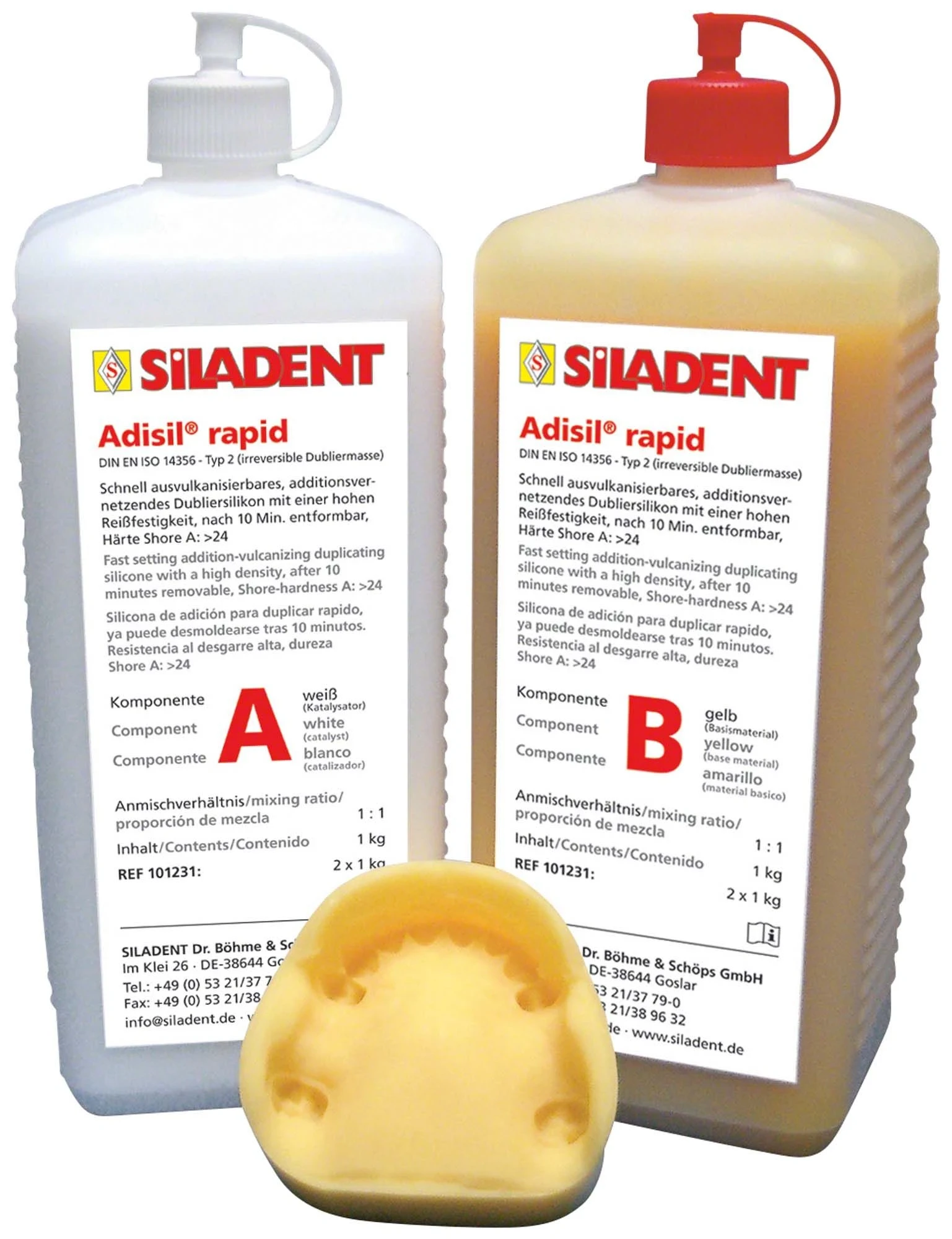 Adisil Rapid A+B, Dubliersilikon, gelb-weiß, 2 Kanister à 1 kg