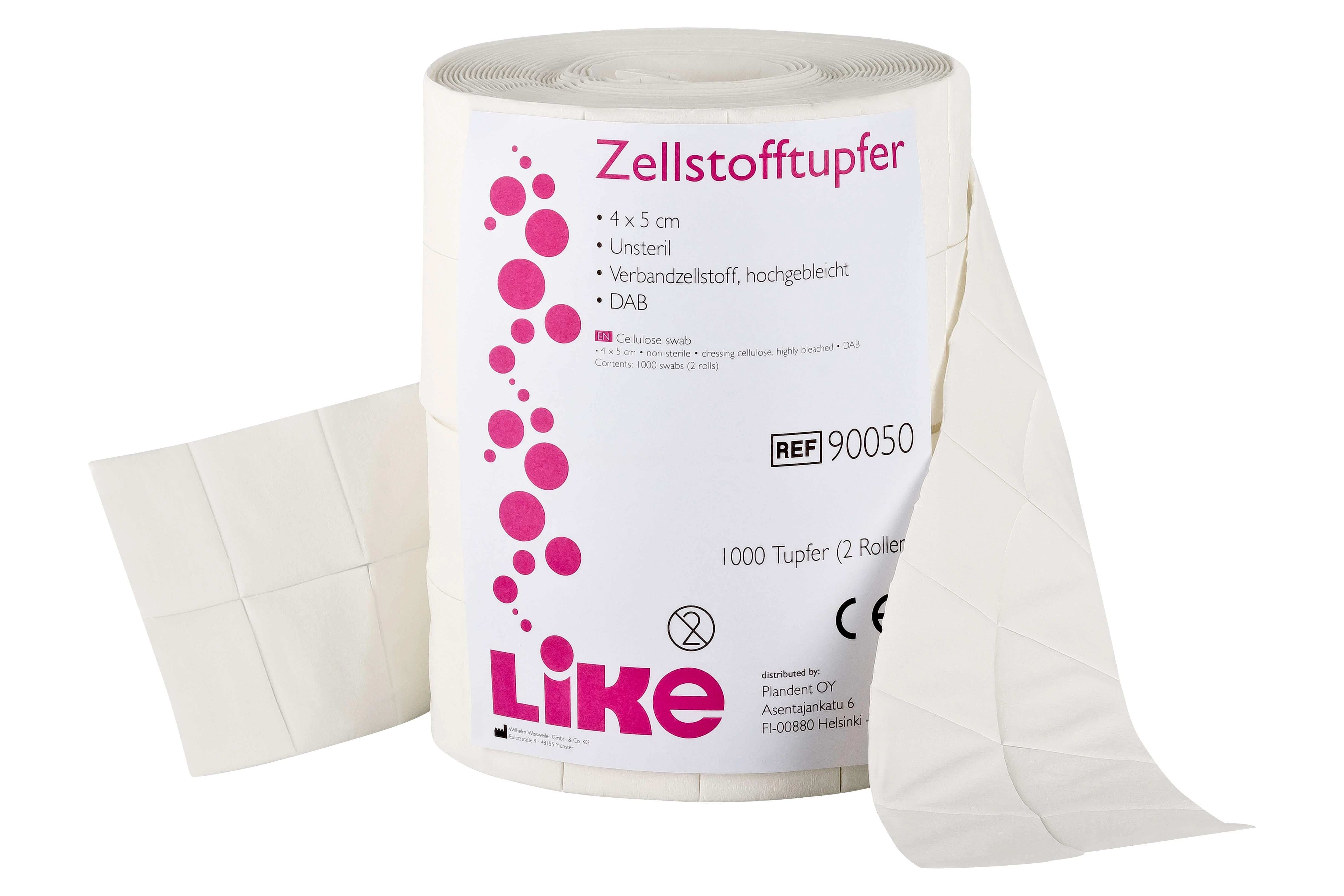 LiKe Zellstofftupfer unsteril 4x5cm, 2 x 500 Stück