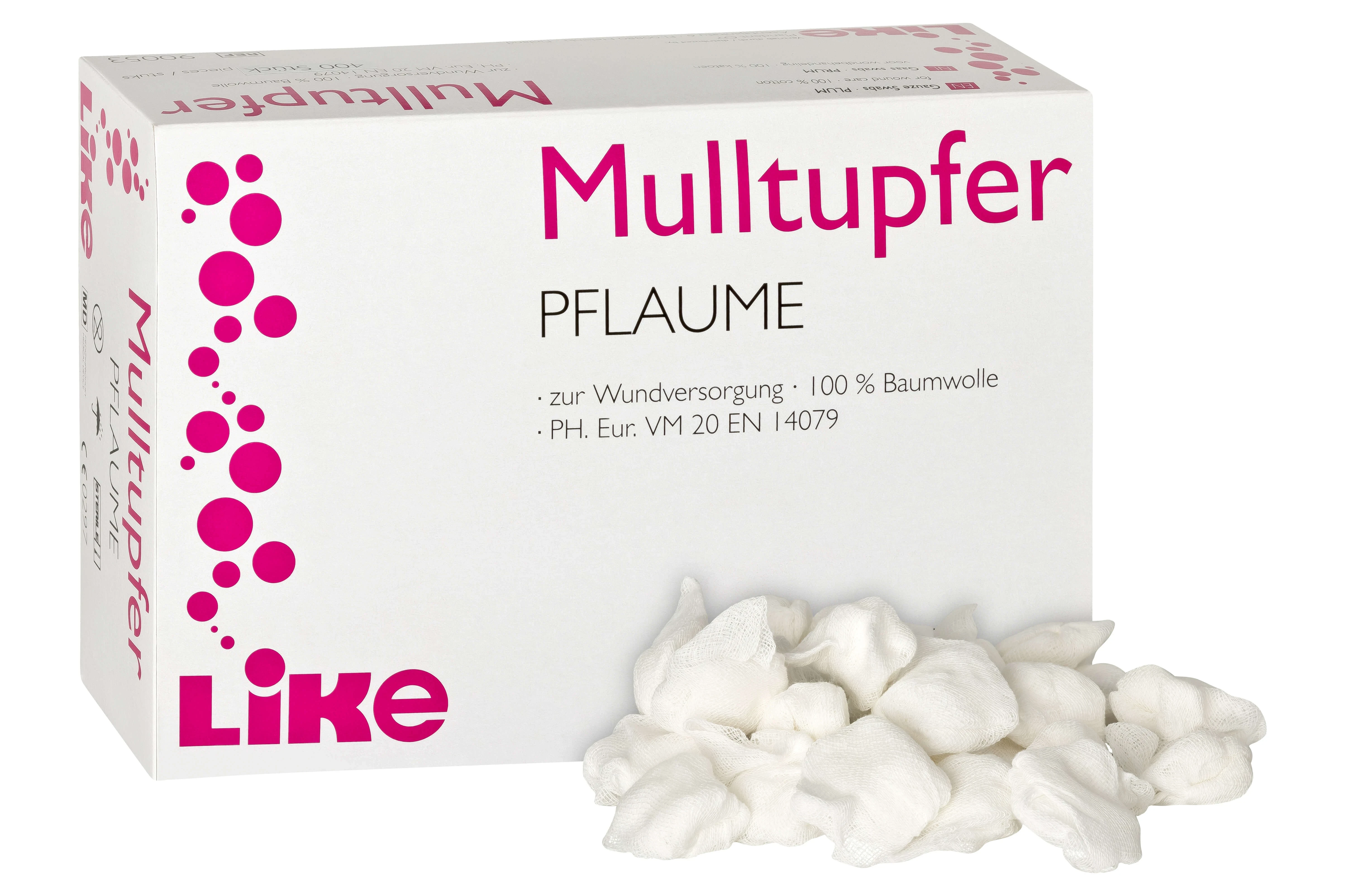 Mulltupfer, steril, Pflaume, Größe 3, 4 × 4,4cm, Packung à 400 Stück