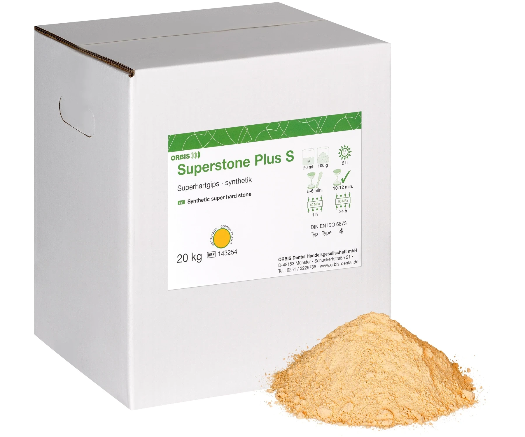 Occludur, Modellherstellung, 4, gelbbraun, EN ISO 6873-4, 10-12 Min, 2 h: 0,10 %, Karton 20 kg