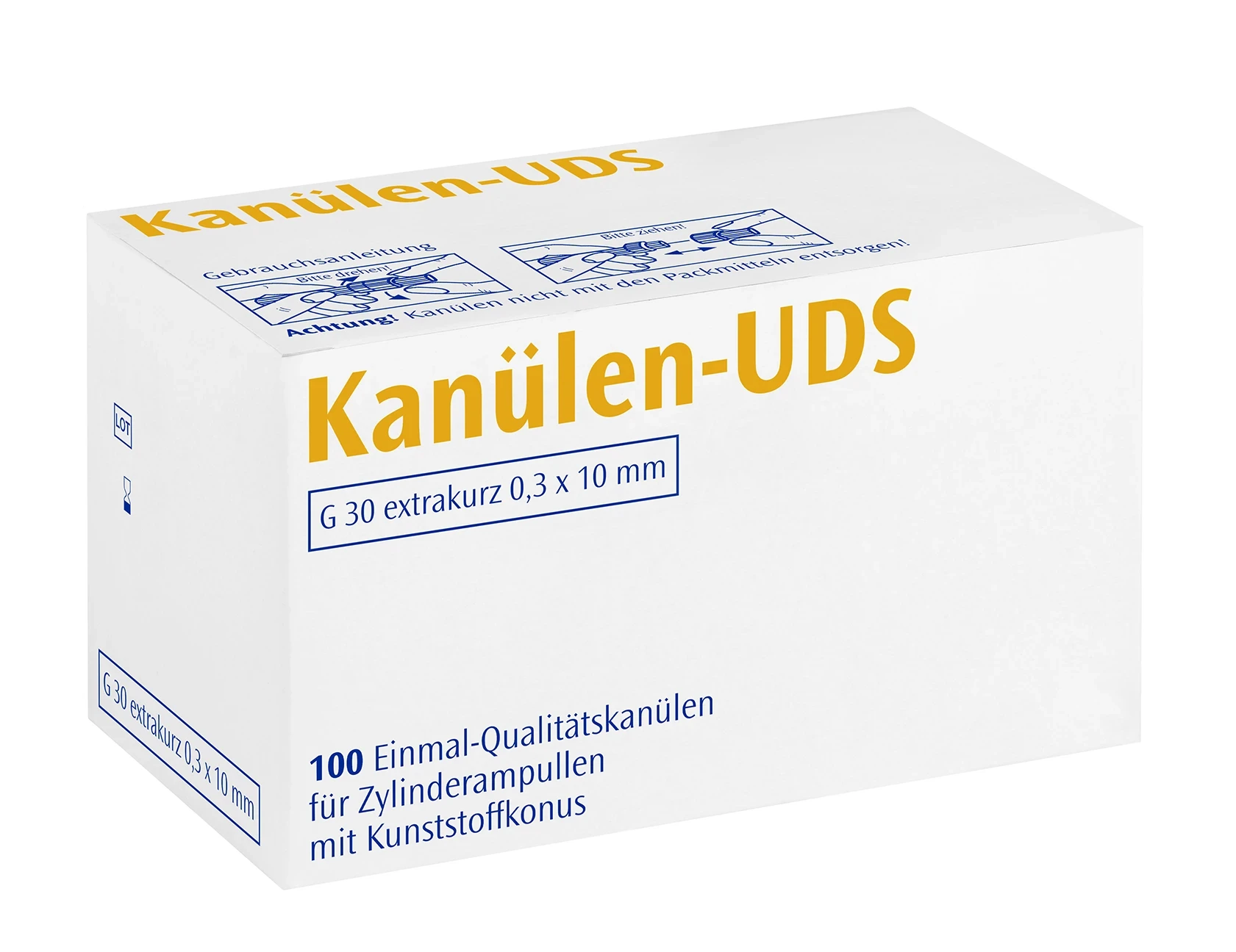 UDS-Kanüle G30, extra-kurz 0,3 x 10 mm, Packung à 100 Stück