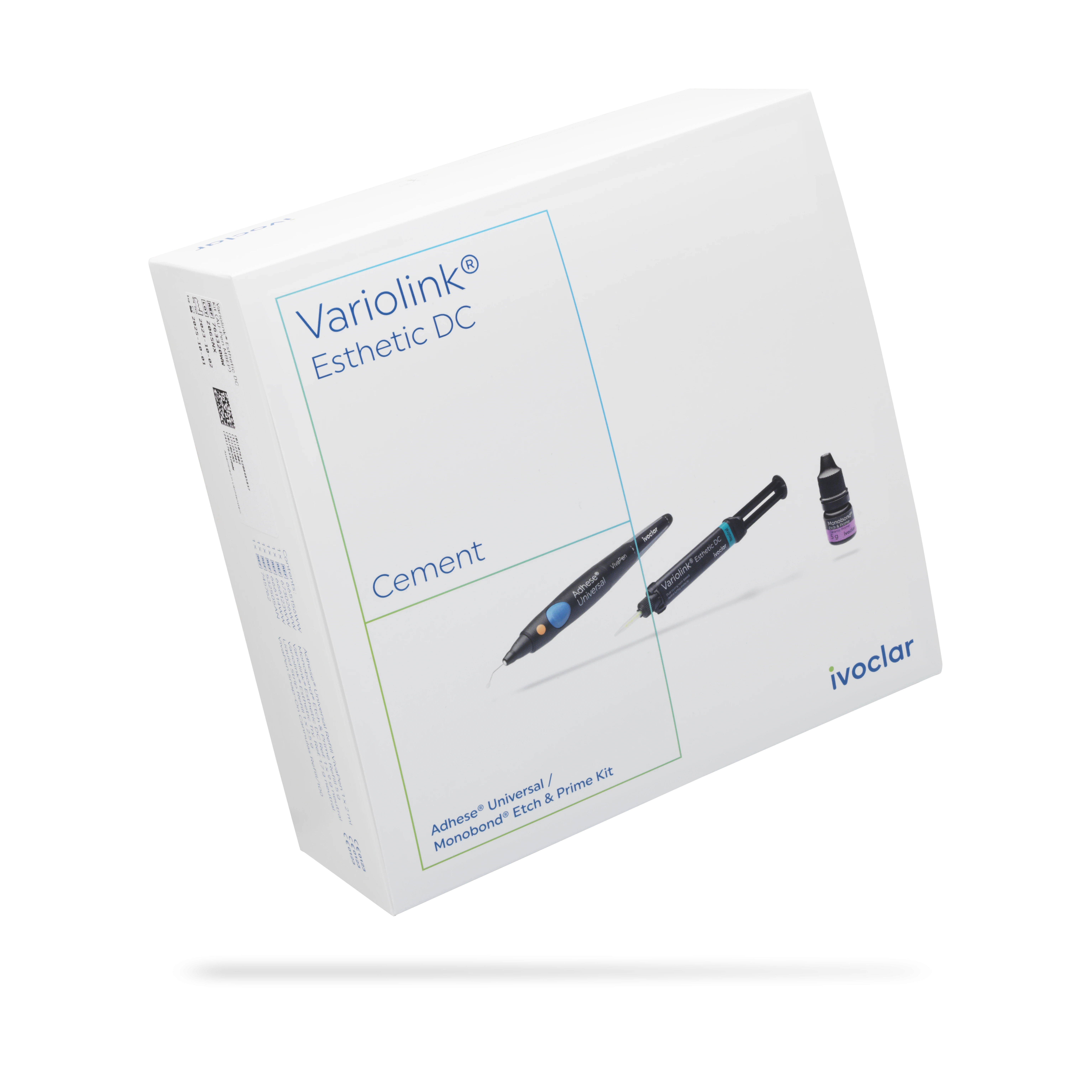 Variolink Esthetic System Kit DC (Pen) 1 Adhese Universal VivaPen, 2 Variolink Esthetic DC (neutral), 1 Variolink Esthetic Try-in Paste neutral, 1 Monobond Etch & Prime, 1 Liquid Strip