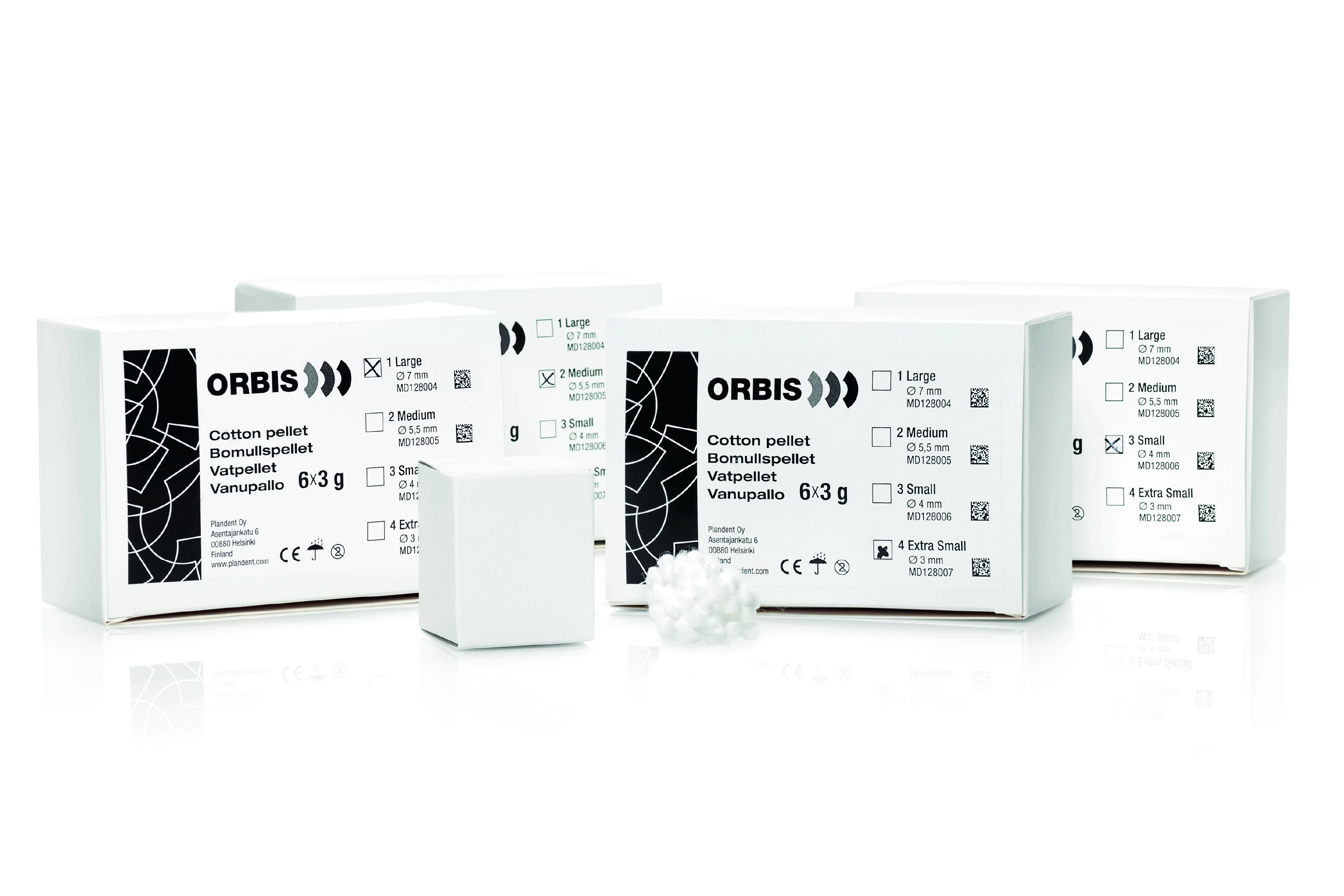 ORBIS Cotton Pellets Wattekügelchen Gr.XS 3mm 6x3g