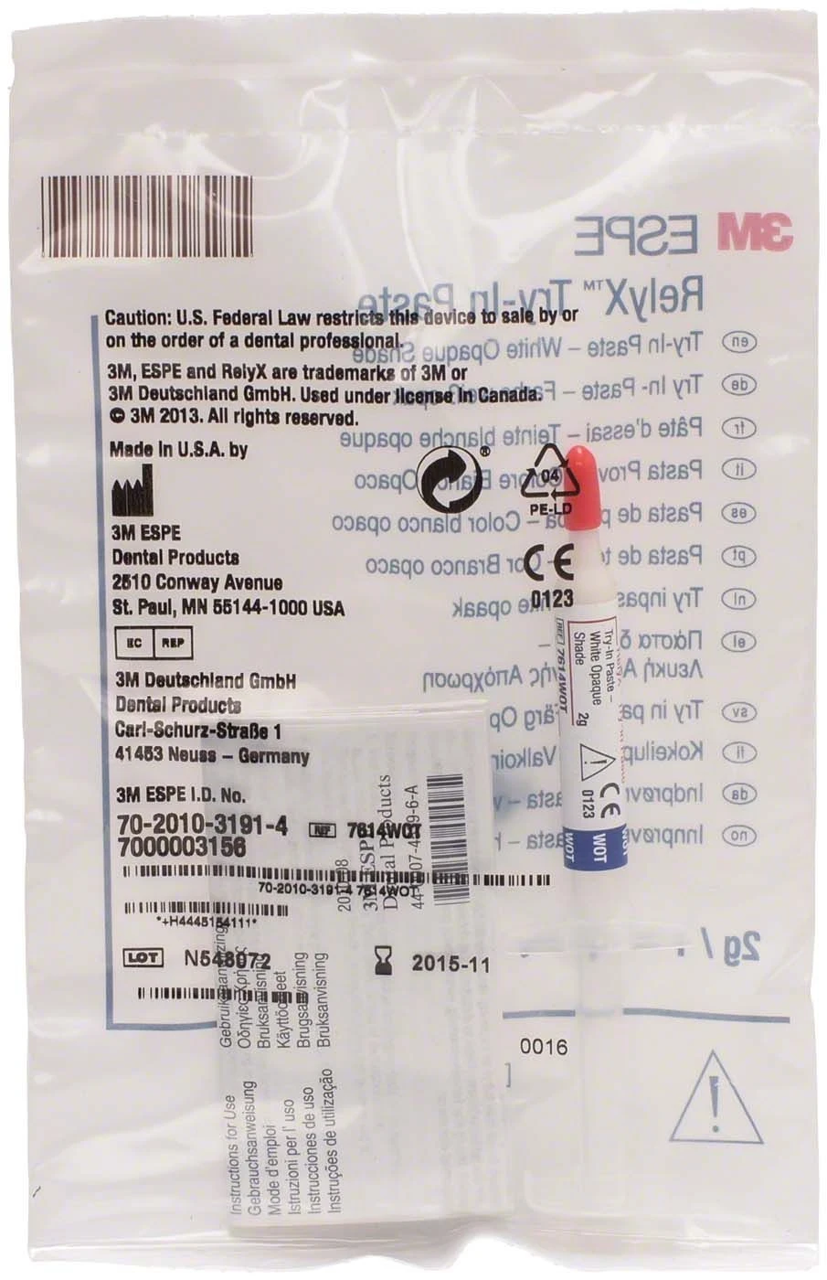 RelyX Try-In Paste weiß-opak Spritze 2g