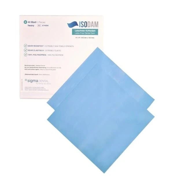 Isodam Kofferdam Hellblau, 6x6, heavy 40er