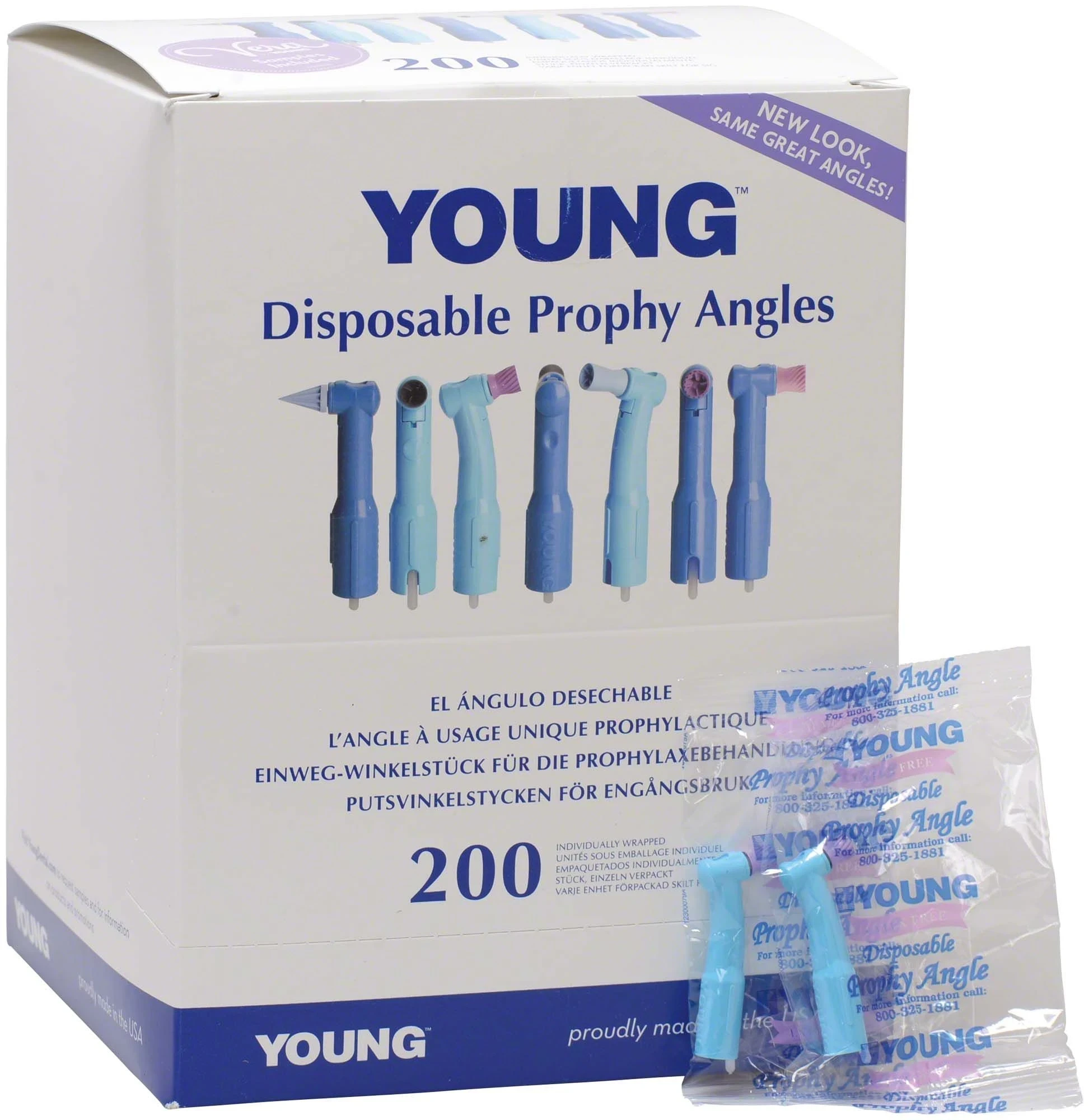 Young Einweg-Prophylaxe-Winkelstück, Contra Elite, kurz, weich, lila, Packung à 200 Stück