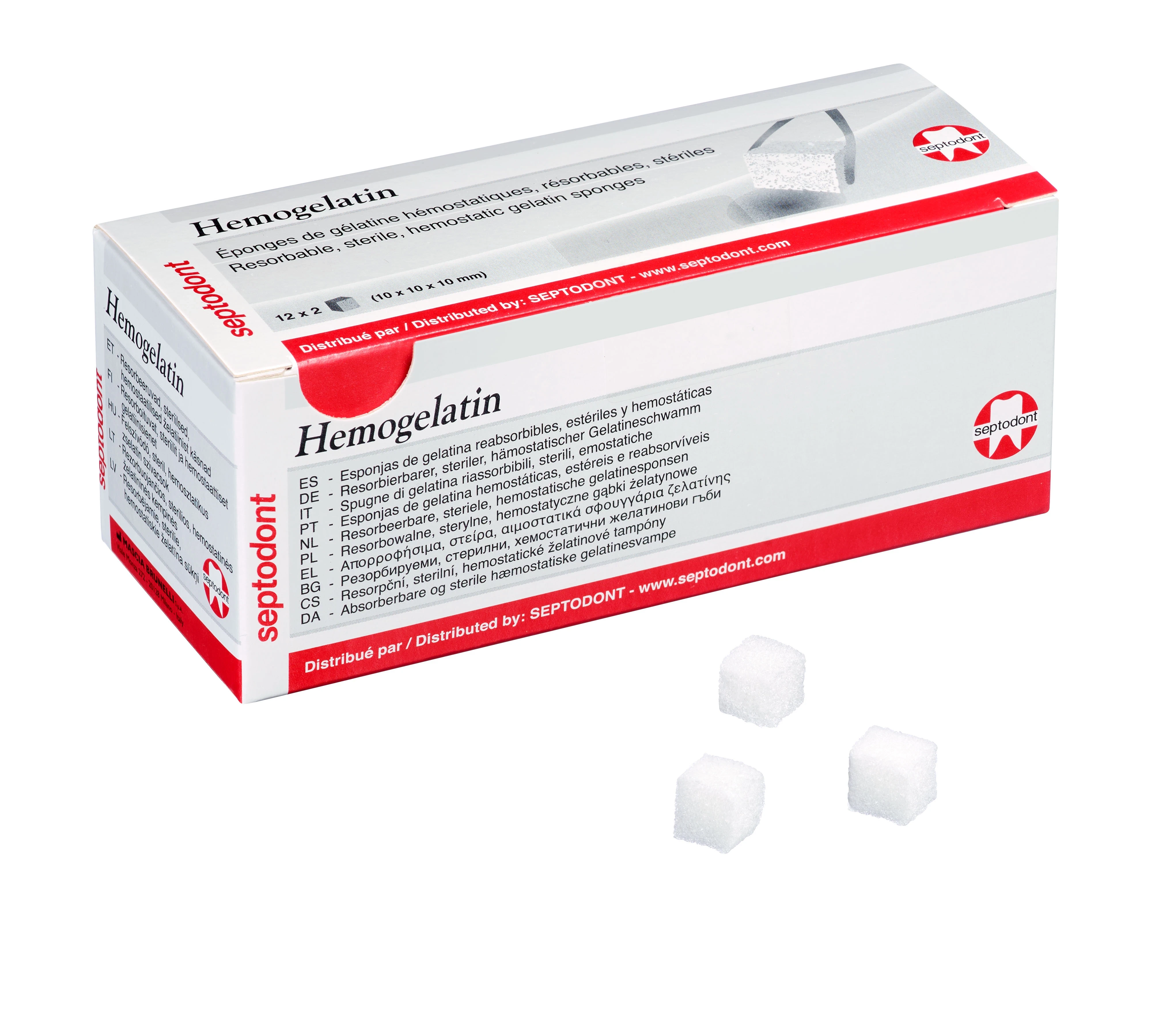 Hemogelatin, 10 × 10 × 10 mm, Packung à 24 Stück