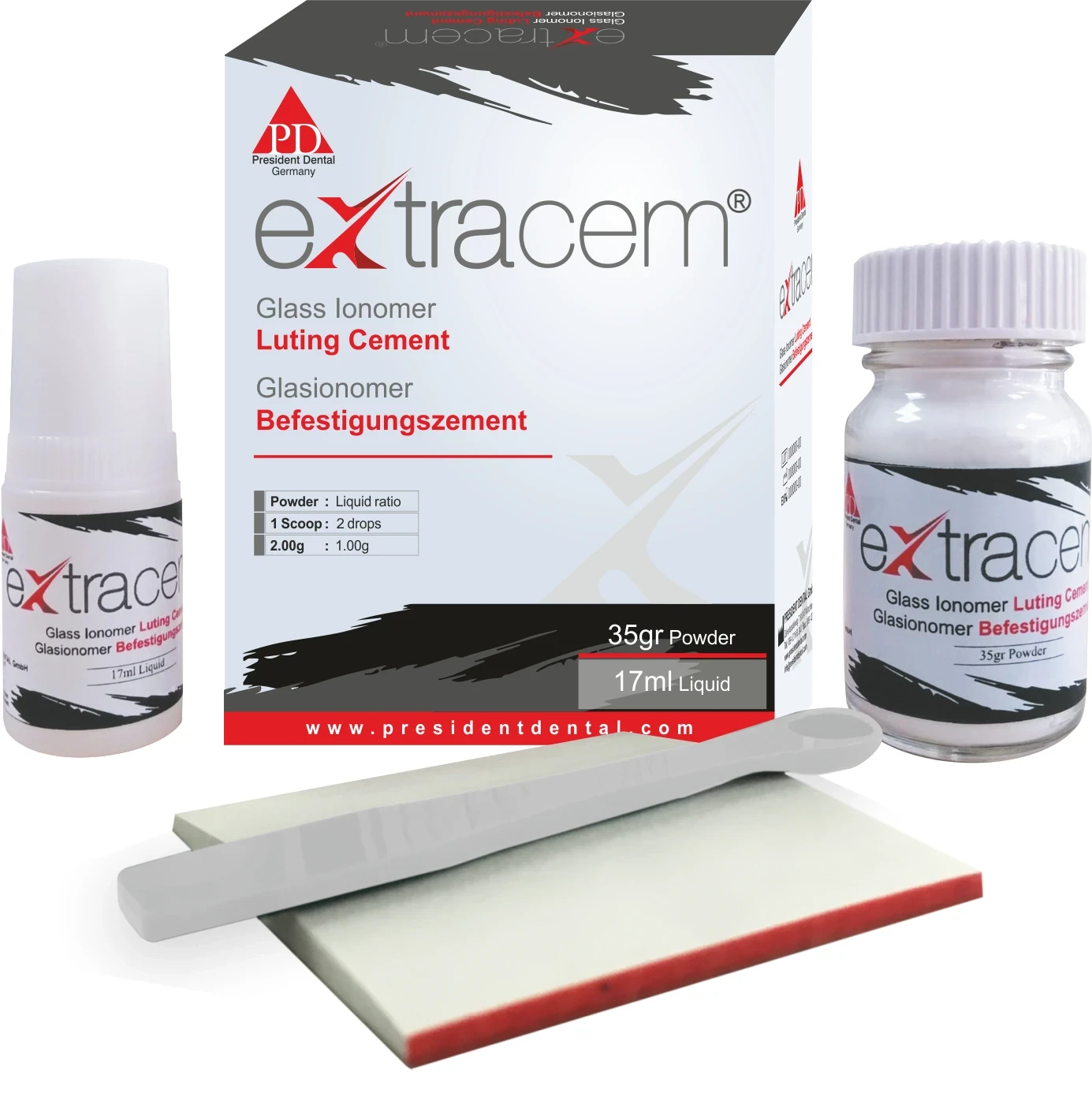 ExtraCem - Glass Ionomer Luting Cement - Powder 35 gr+ 17 ml Liquid