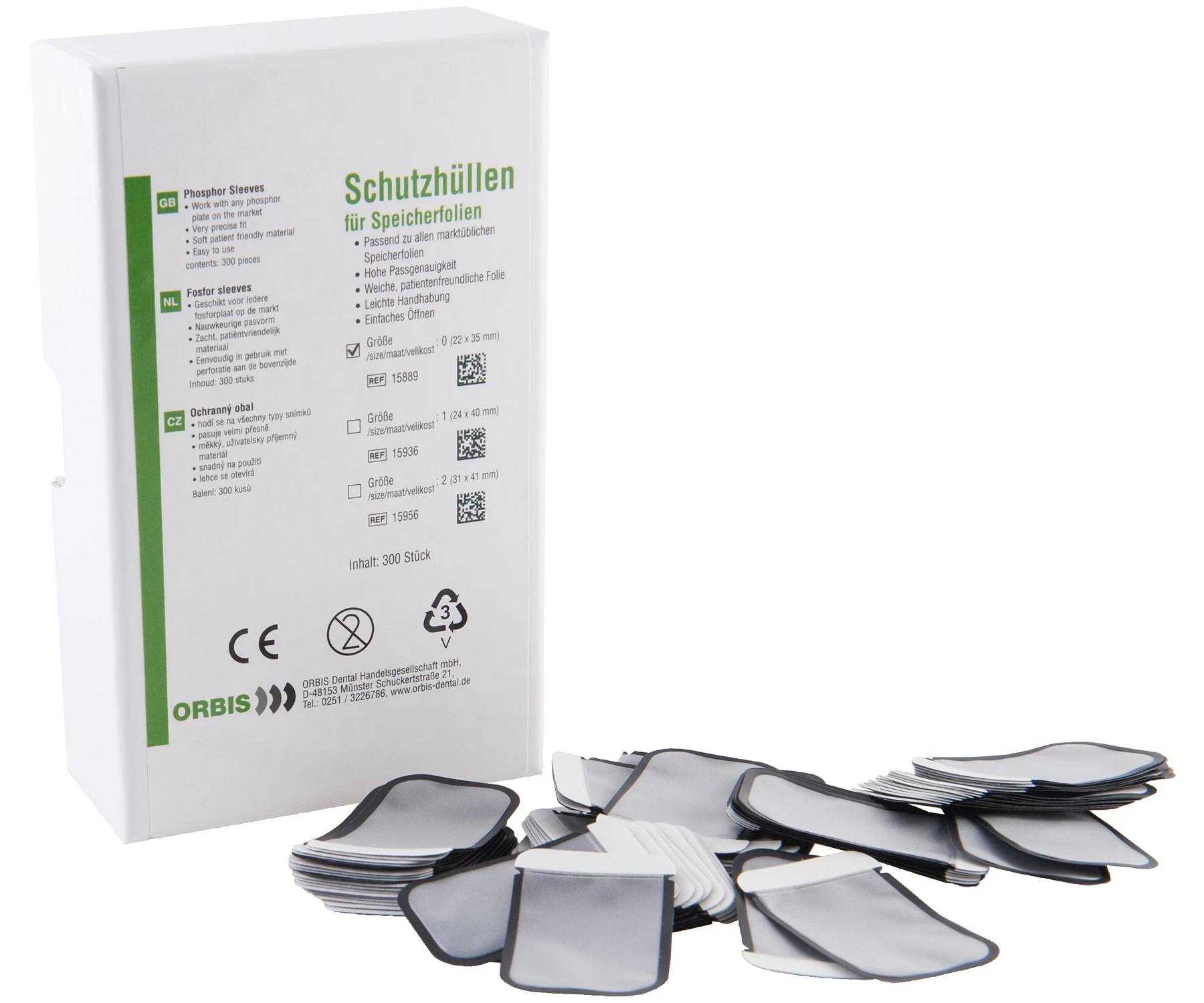 Schutzhüllen, Gr.0 / 2,2 x 3,5 cm Speicherfolie, Packung 300 Stück