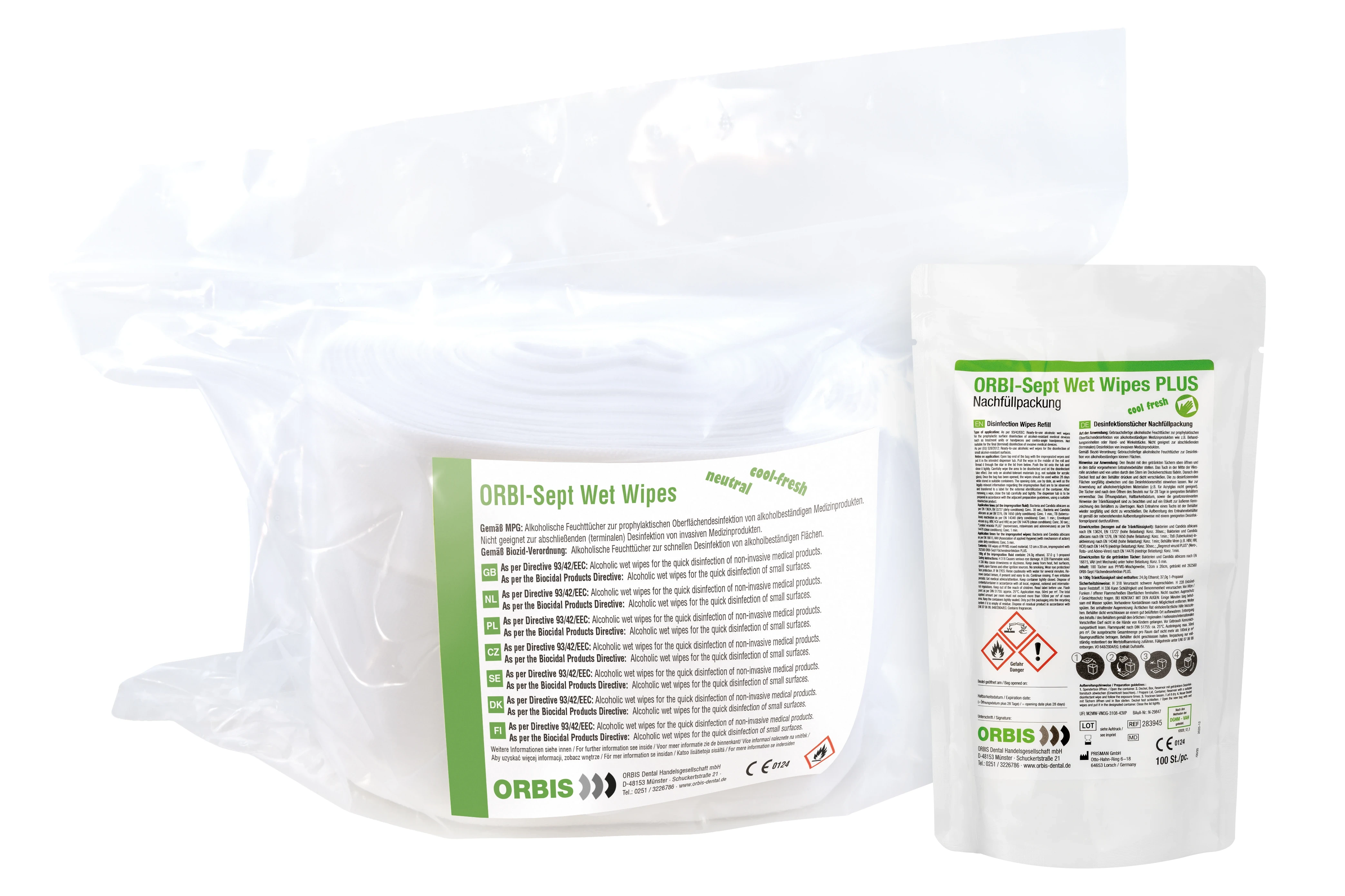 ORBI-Sept Wet Wipes, 15 x 23 cm, neutral, Packung 240 Stück