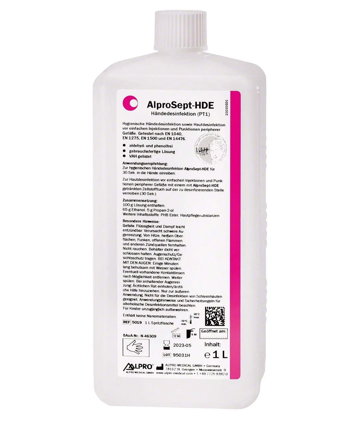 AlproSept HDE, Händedesinfektionsmittel, Flasche á 1 Liter