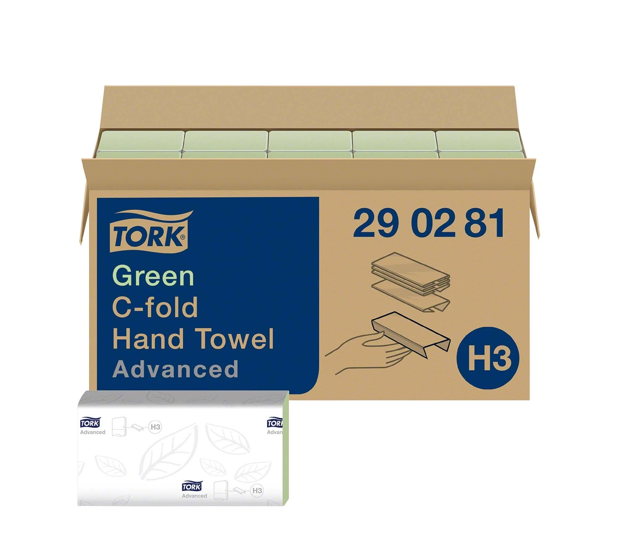 Tork Advanced Papierhandtücher, grün, 24,8 × 31 cm, 2-lagig, 20 Packungen à 128 Tücher