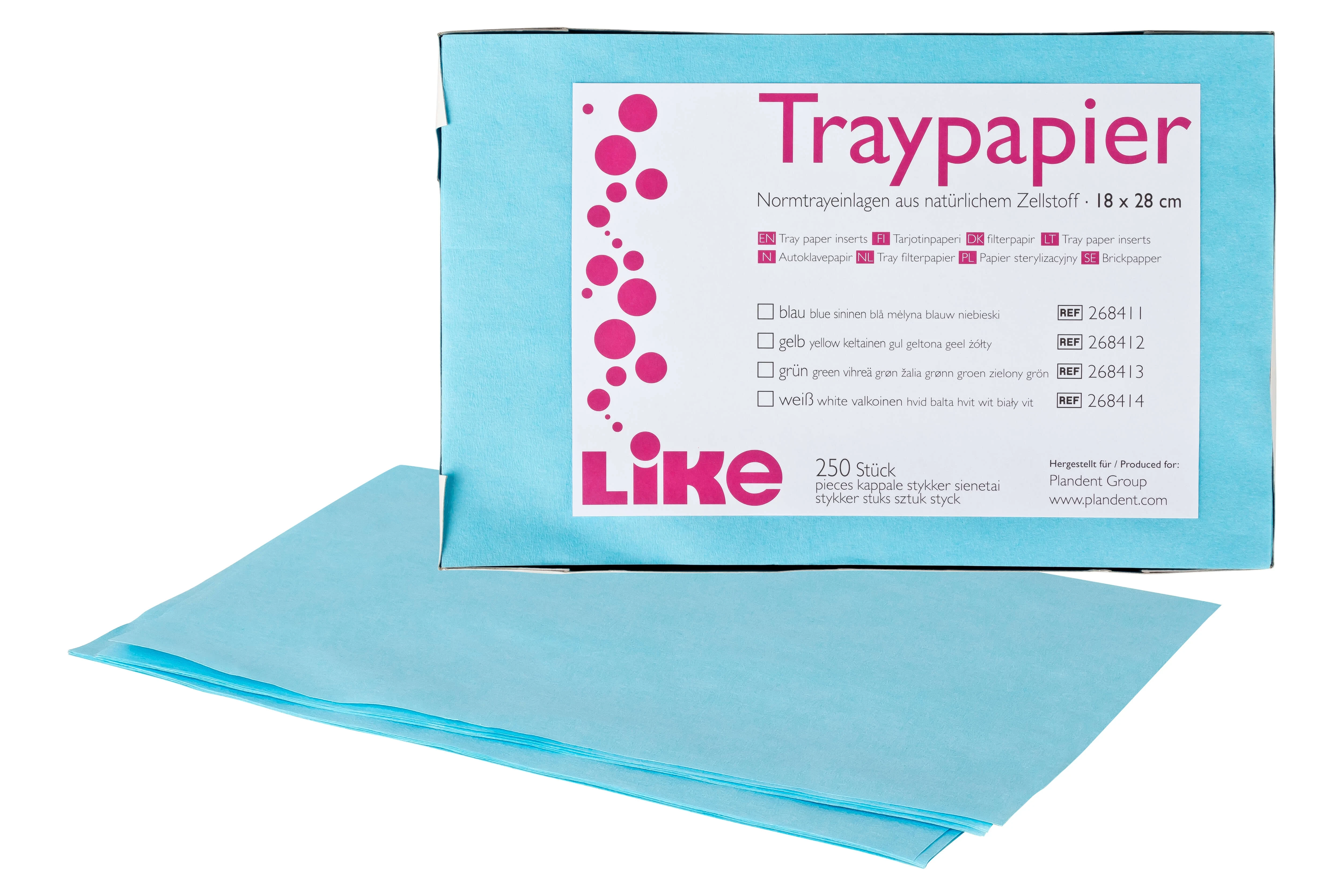 Like Traypapier, 18 × 28 cm, blau, Packung à 250 Blatt