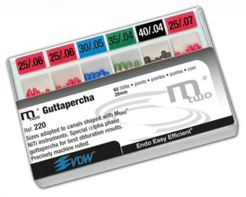 Mtwo Guttaperchaspitzen Taper 04-07 28 mm ISO 025-040, Packung 60 Stück