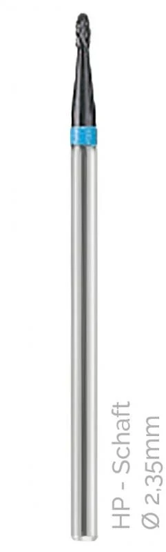 Hartmetallfräser, Oberflächenbearbeitung, Schliff 10 - Kreuzverzahnung grob, Figur 73, Farbe hellblauer Ring, ISO 014, Schaftart HP, 1 Stück