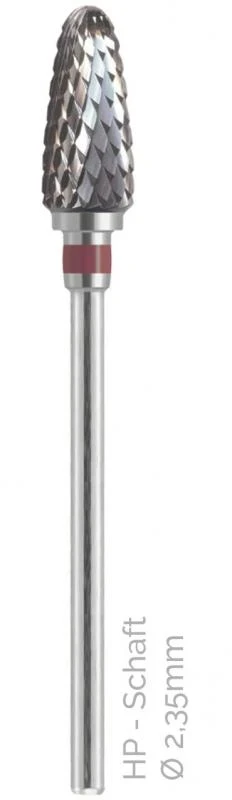 Hartmetallfräser, Oberflächenbearbeitung, Schliff 53 - Verzahnung feingrob, Figur 251, Farbe brauner Ring, ISO 060, Schaftart HP, 1 Stück