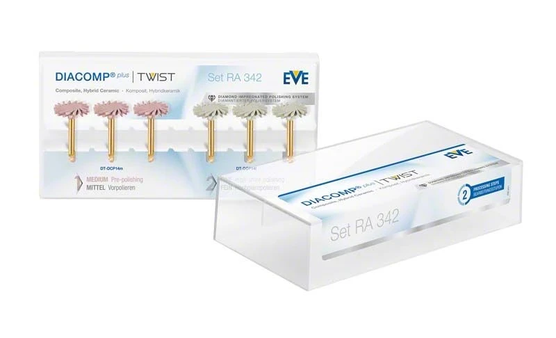 Diacomp Plus Twist Polierer, Gummipolierer, Figur RA 342, Form Rad, Farbe sortiert, Ø 14,0 mm, Schaftart Winkelstück, Set 2x3 Stück