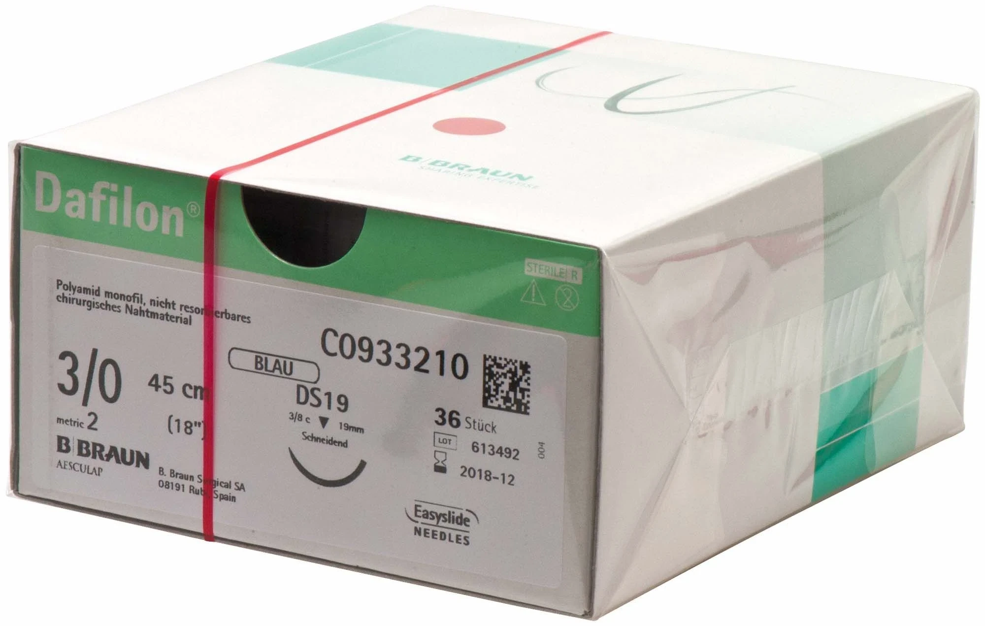 Dafilon blau, Typ DS 19, Stärke 3-0, Länge 45 cm, Packung 36 Folien