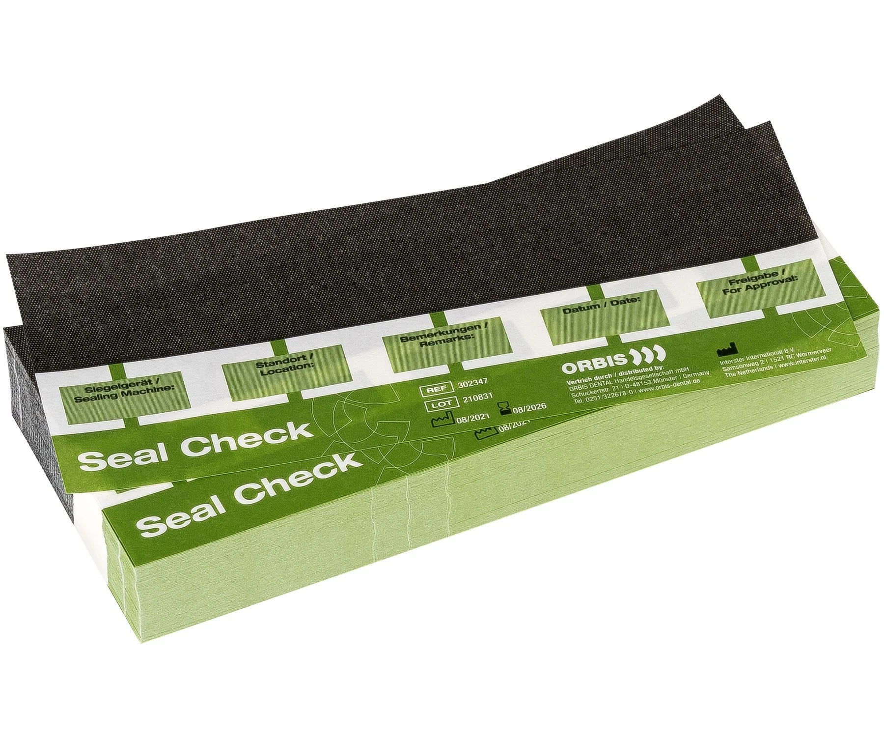 ORBIS Seal Check, Überprüfung der Siegelgerät-Einstellung Sterilisation, Format 175 x 75 mm, Schachtel 250 Teststreifen