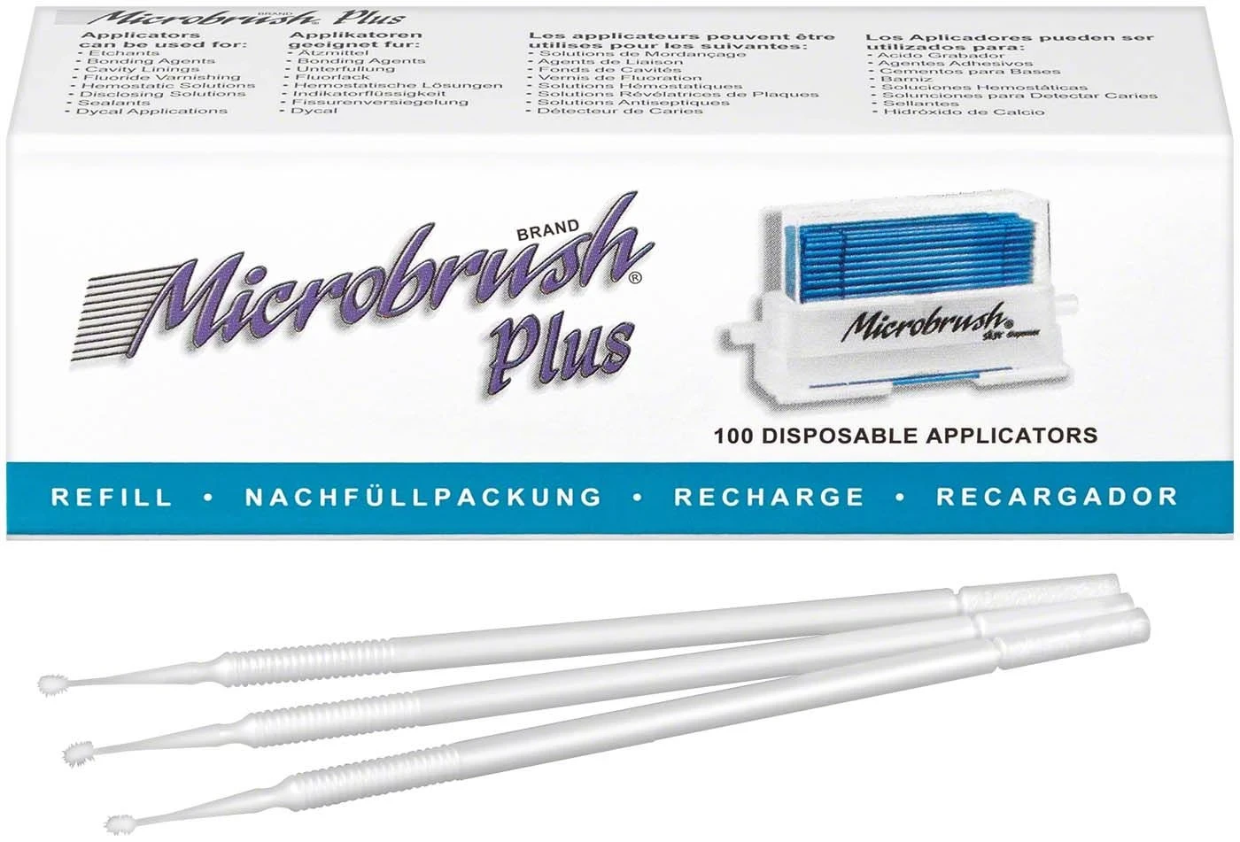 Microbrush Plus Applikatoren, superfein, 1 mm, weiß, Packung à 100 Stück