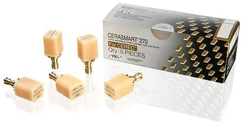 Cerasmart 270, Restauration, Typ Block, Hybridkeramik, HT, Farbe A3,5, Größe 14, 5 Stück, geeignet für Cerec