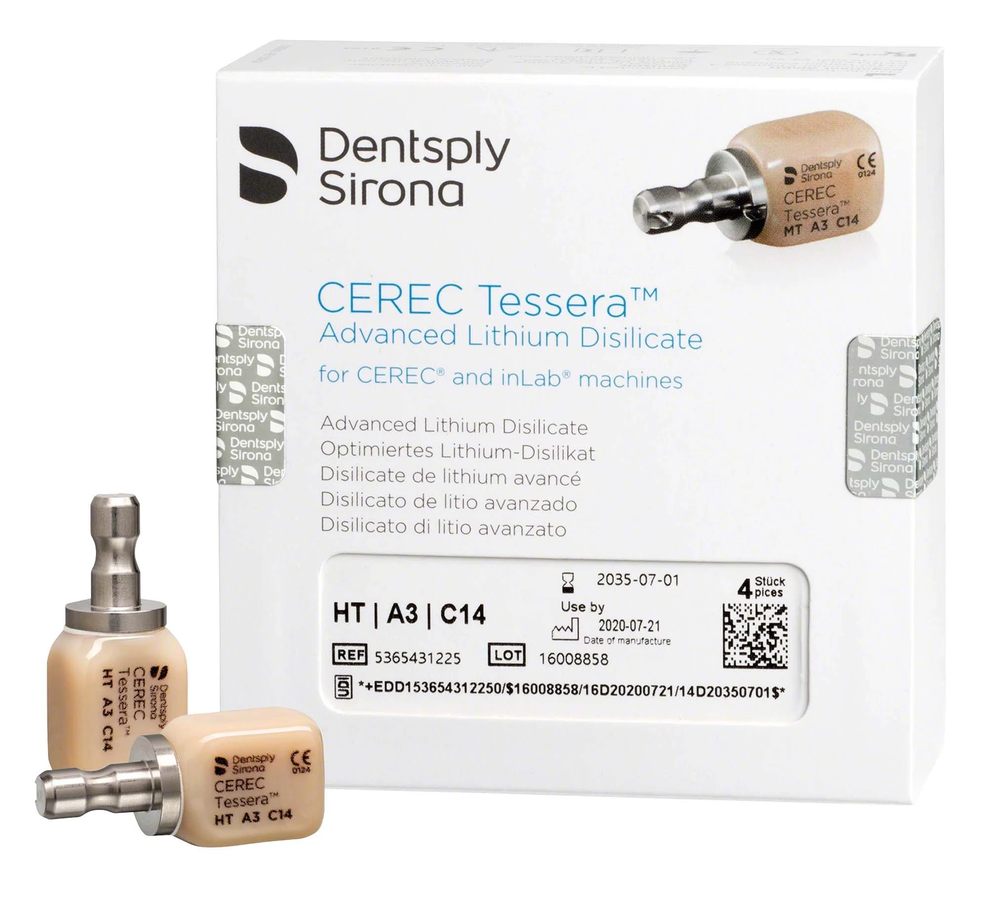 CEREC Tessera, Vollkeramik-System, C14, A3, Packung à 4 Blöcke