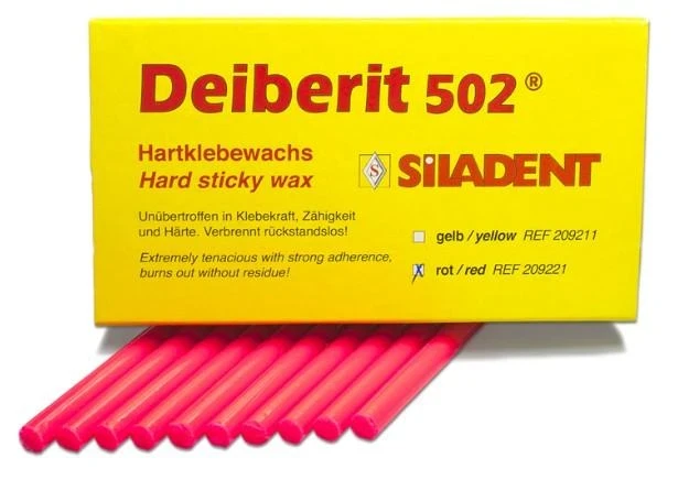 Deiberit 502, Modellieren, Farbe rot, Klebewachs, Packung 10 Stangen
