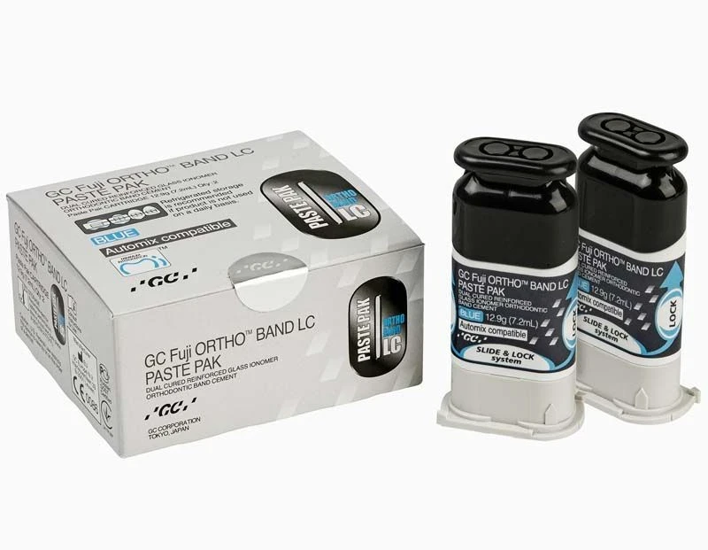 Fuji ORTHO BAND LC, Bonding von Bändern, Typ Lichthärtend, Farbe blau, Glasionomer, Paste Pak 2 x 12,9 g, Lieferung inkl. 1 Mischblock