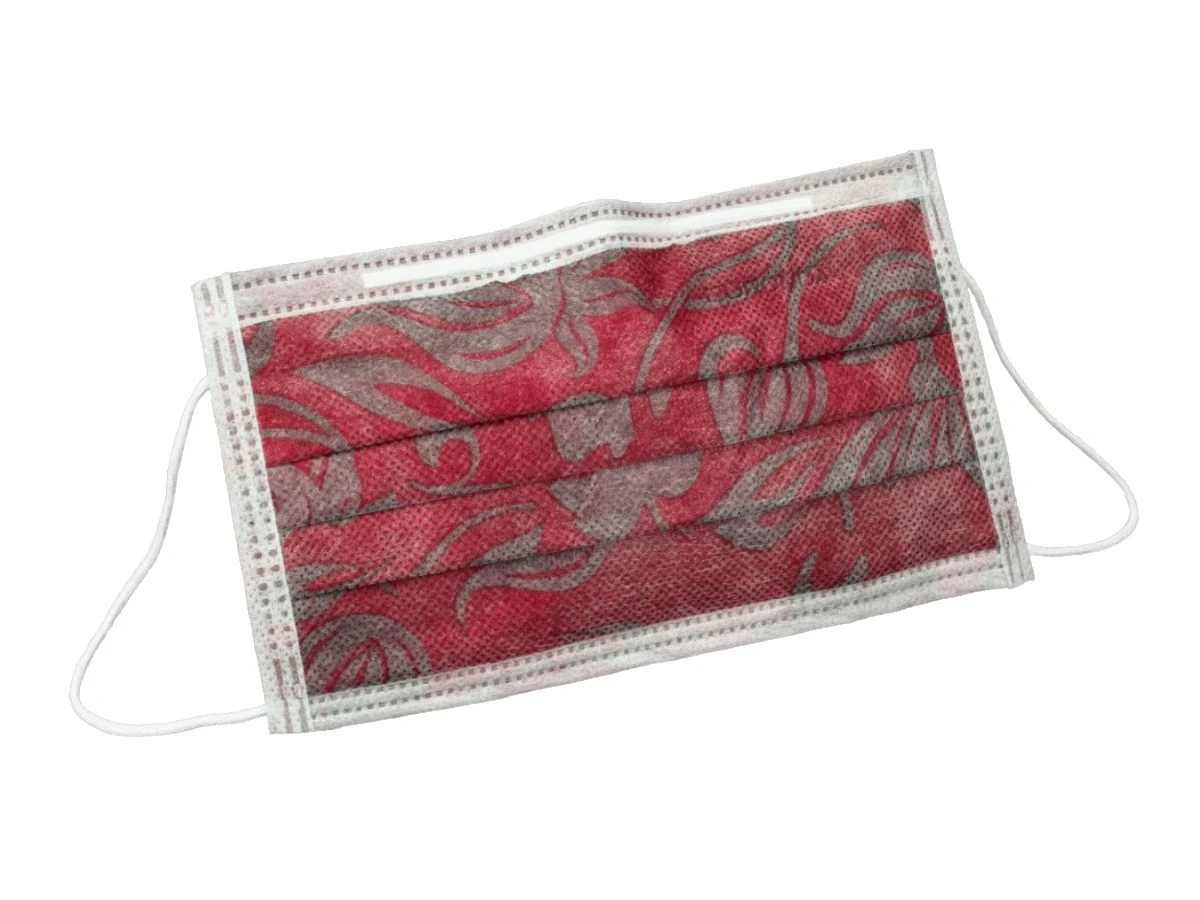 Mundschutz Monoart Pro 3 Flower, 50 St./Pck., Typ IIR 4-lagig,weinrot, 1 Packung à 50 Stück